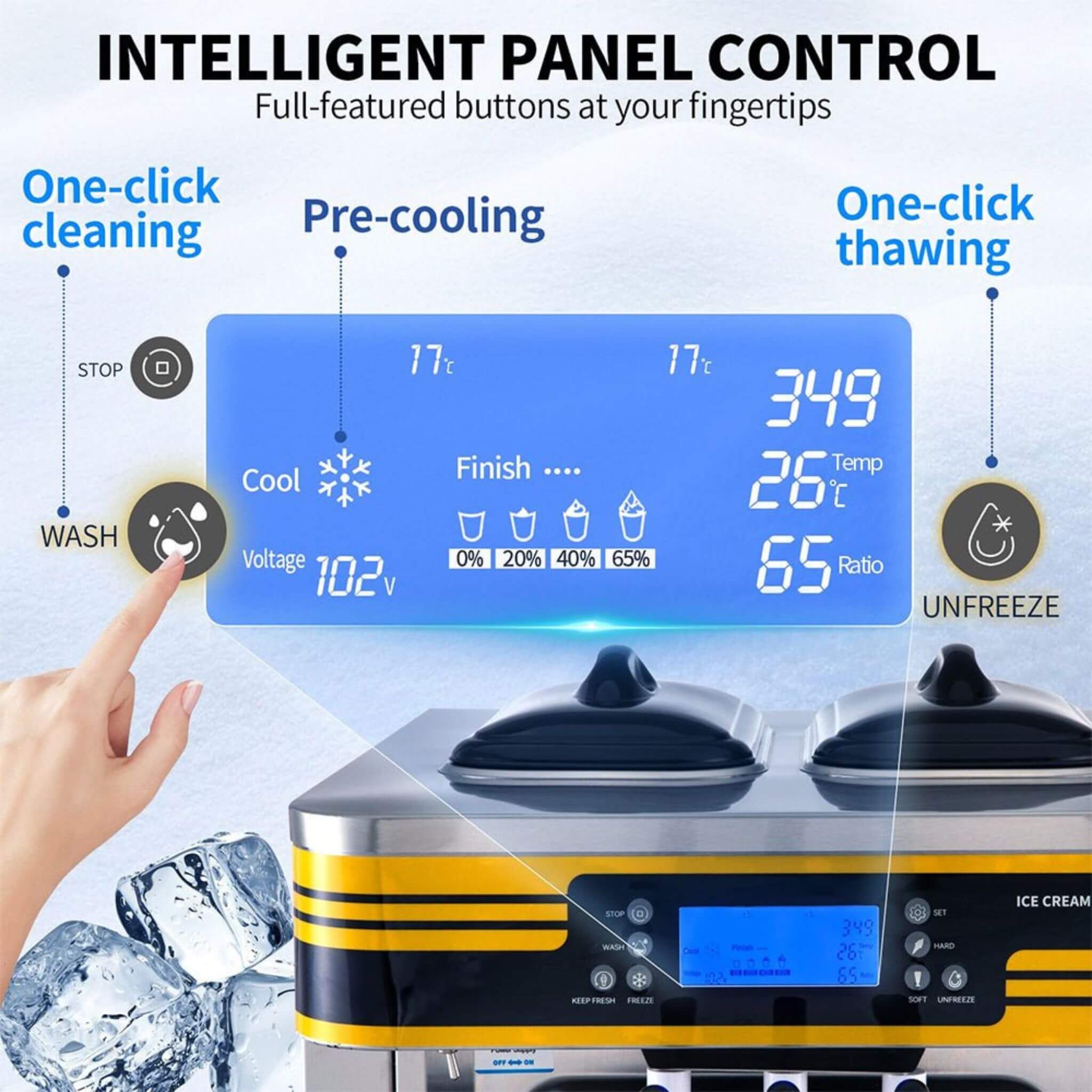 Heavy-Duty Commercial 3-Flavor 2350W Countertop Soft Serve Ice Cream Maker Machine (SAK63972)