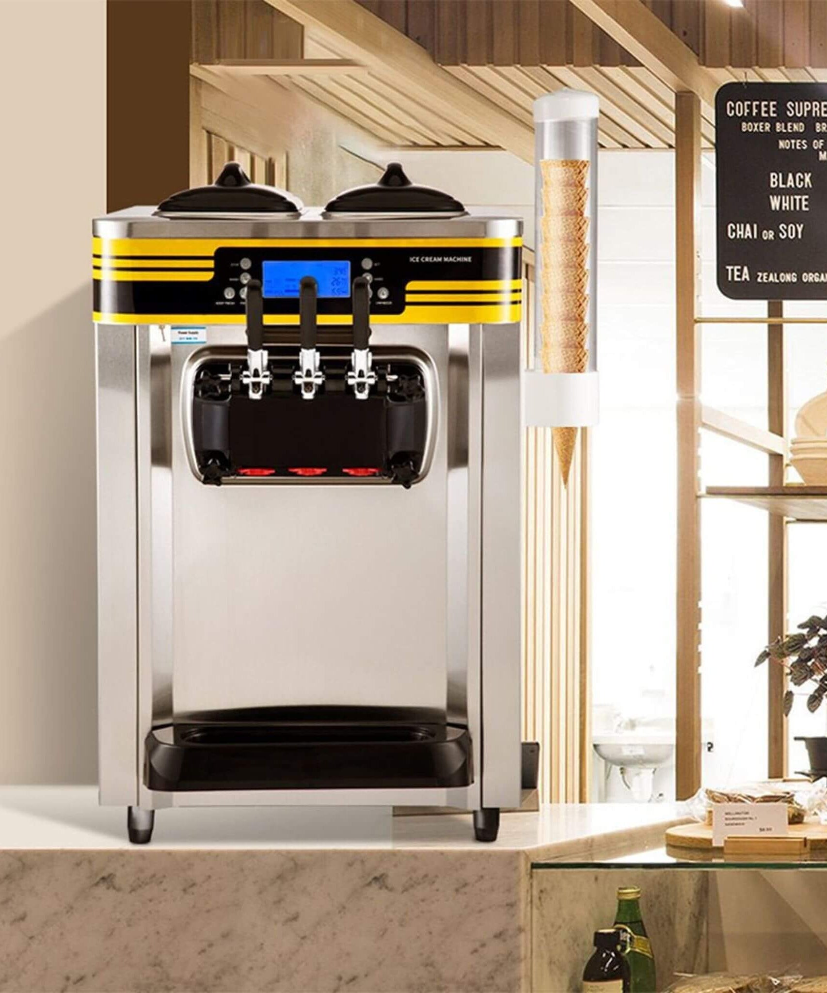 Heavy-Duty Commercial 3-Flavor 2350W Countertop Soft Serve Ice Cream Maker Machine (SAK63972)