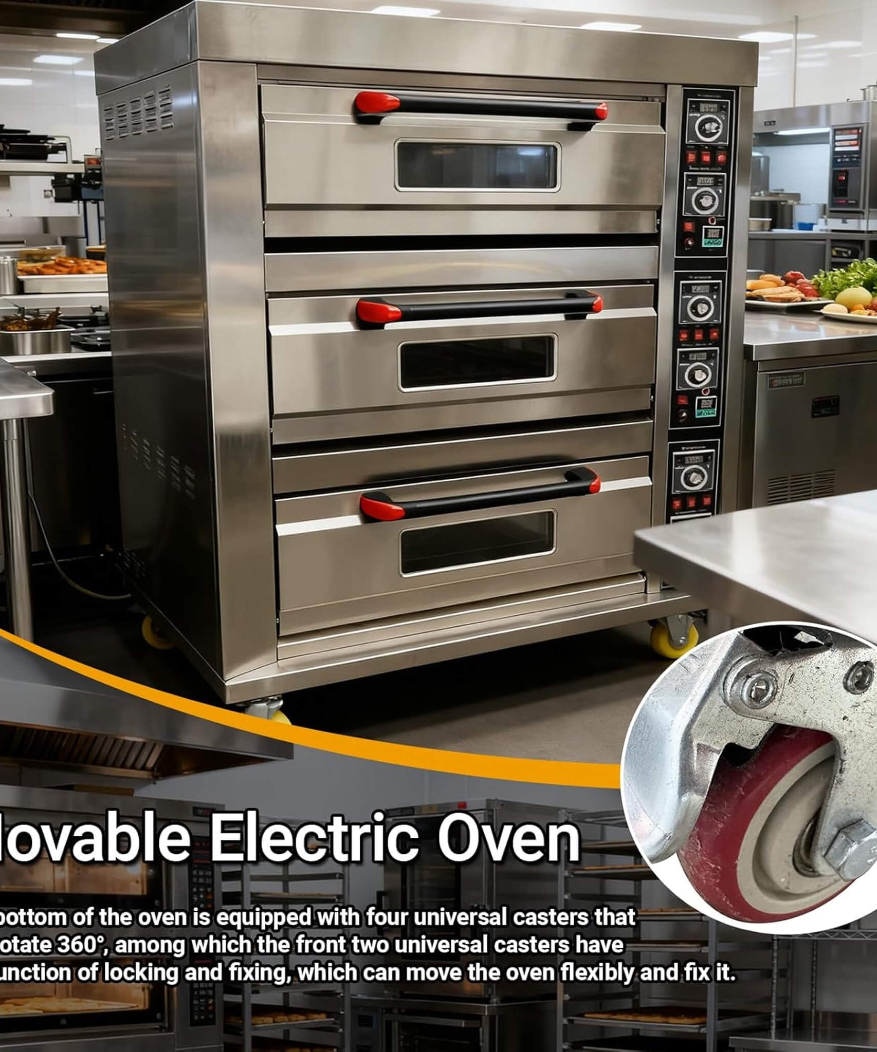 Heavy-Duty Commercial Triple Deck 220V 19.8KW Electric Pizza Oven (SAK56751)