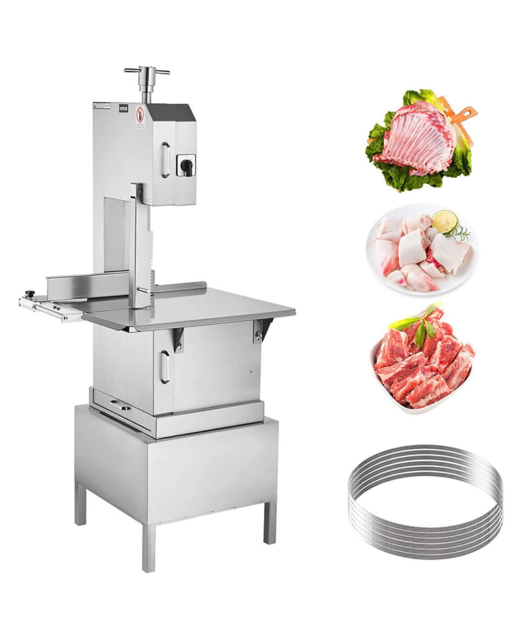 Heavy-Duty Commercial 2200W Electric Meat Bone Saw Cutting Band Machine With 6 Saw Blades (SAK91753)