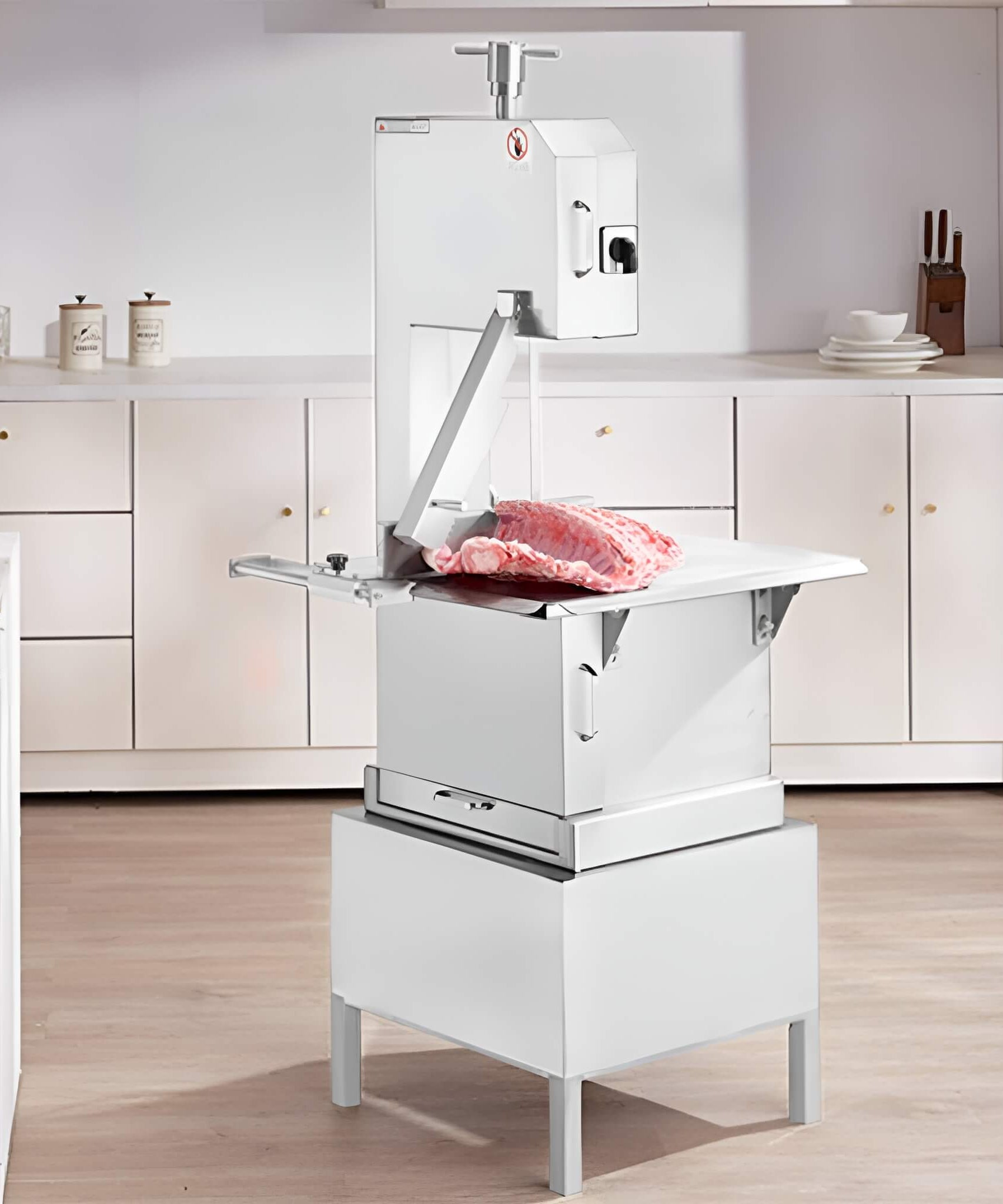 Heavy-Duty Commercial 2200W Electric Meat Bone Saw Cutting Band Machine With 6 Saw Blades (SAK91753)