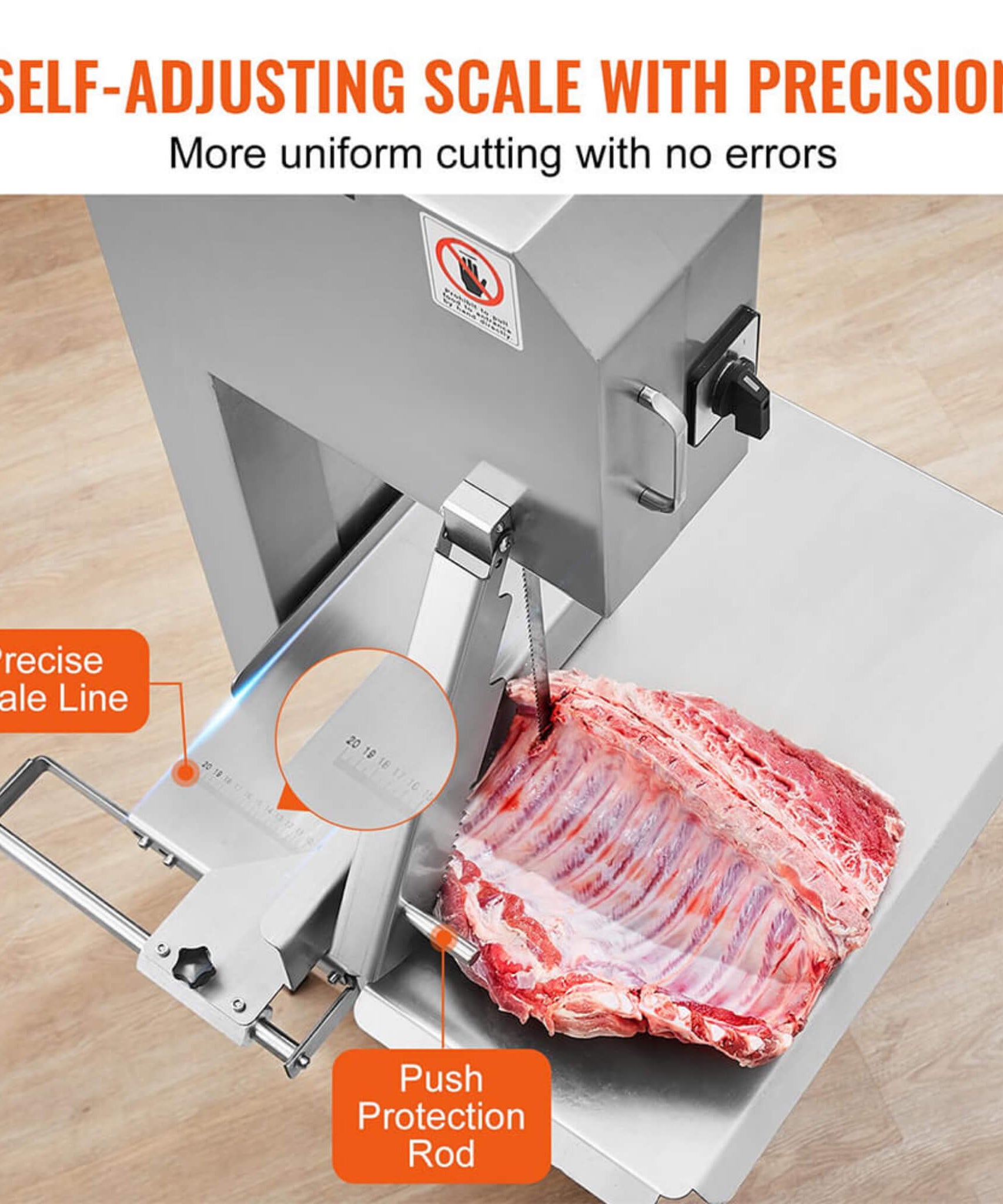 Heavy-Duty Commercial 2200W Electric Meat Bone Saw Cutting Band Machine With 6 Saw Blades (SAK91753)