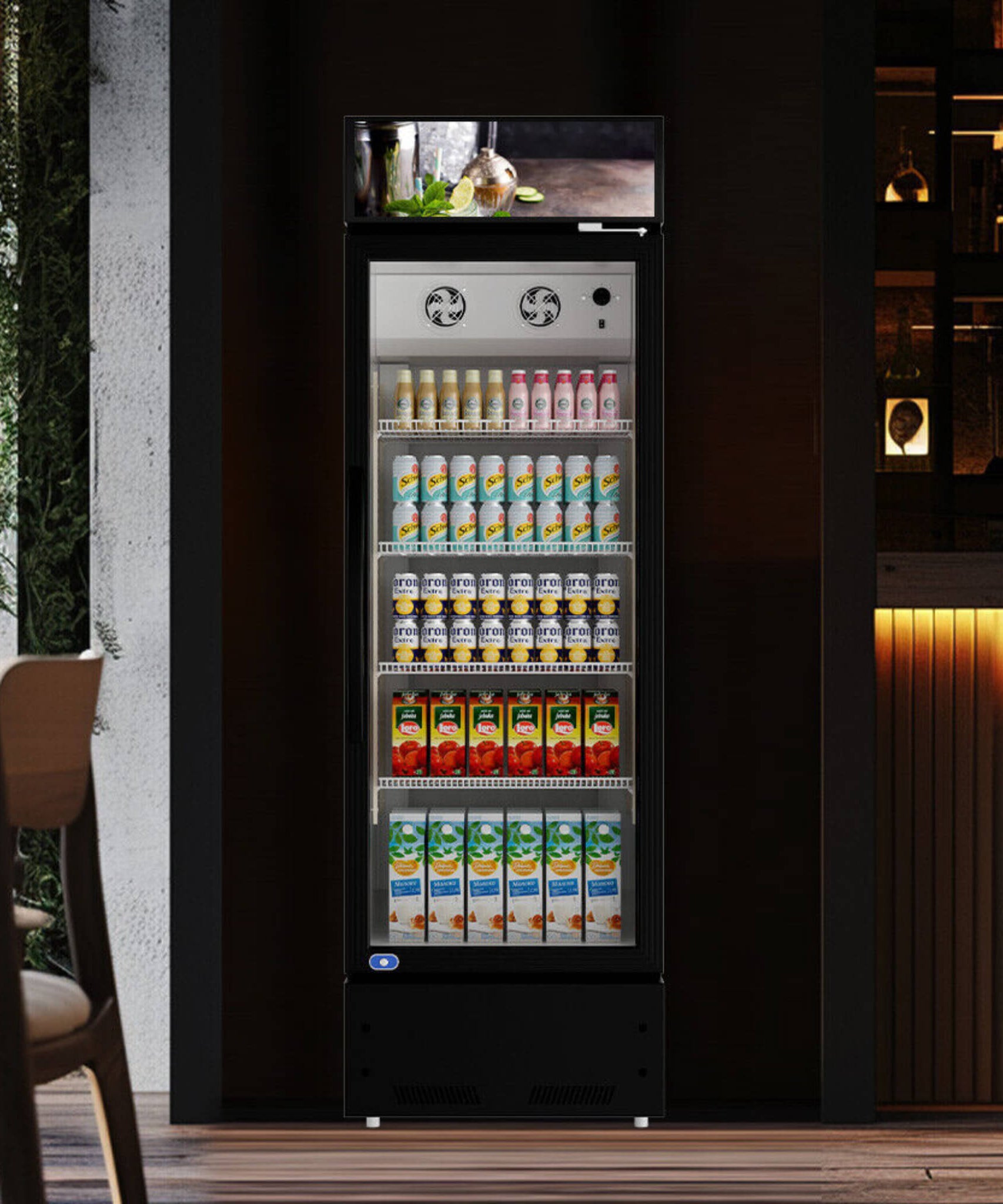 Heavy-Duty 23-Inch Commercial Single Glass Door Refrigerator With LED Lights (SAK43533)