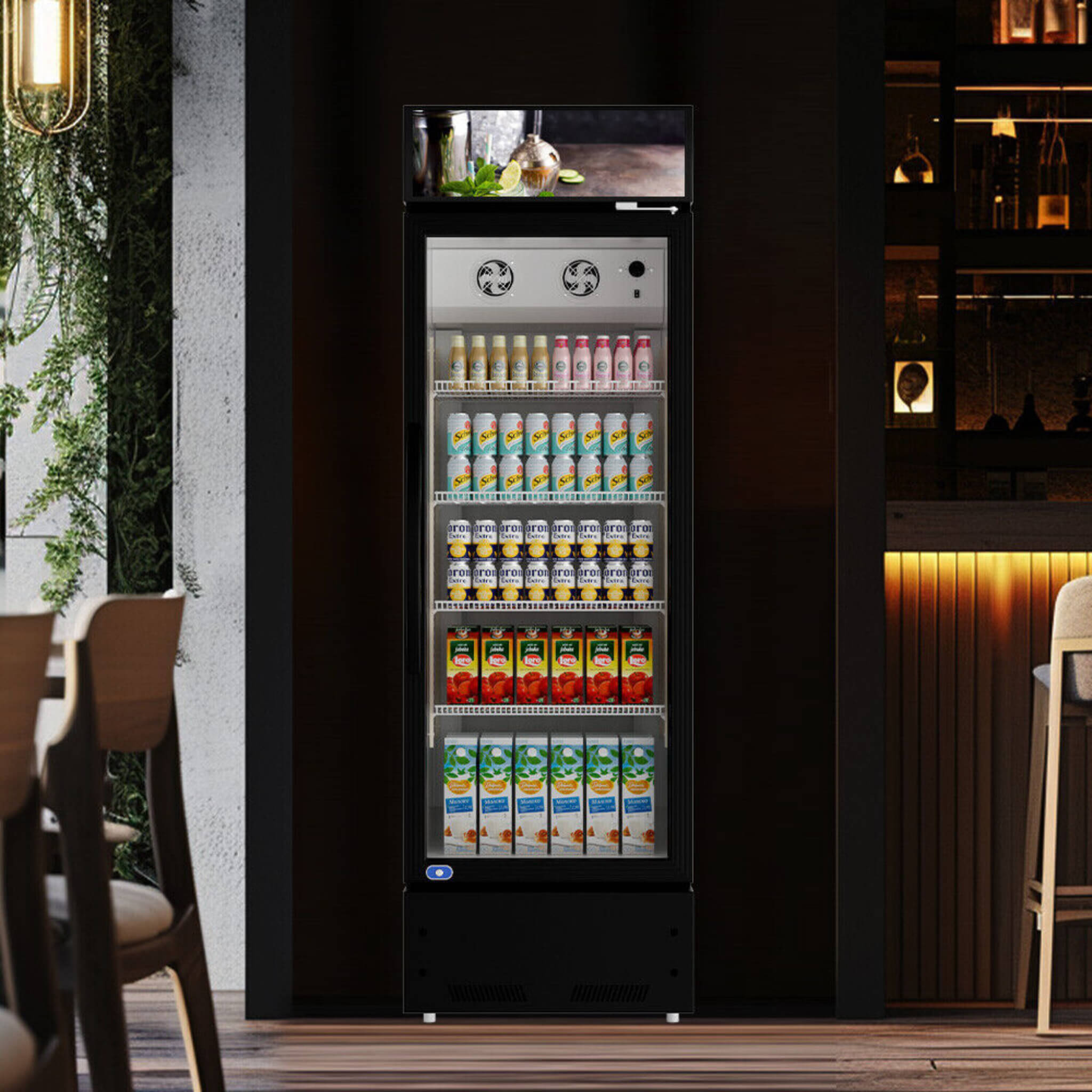 Heavy-Duty 23-Inch Commercial Single Glass Door Refrigerator With LED Lights (SAK43533)