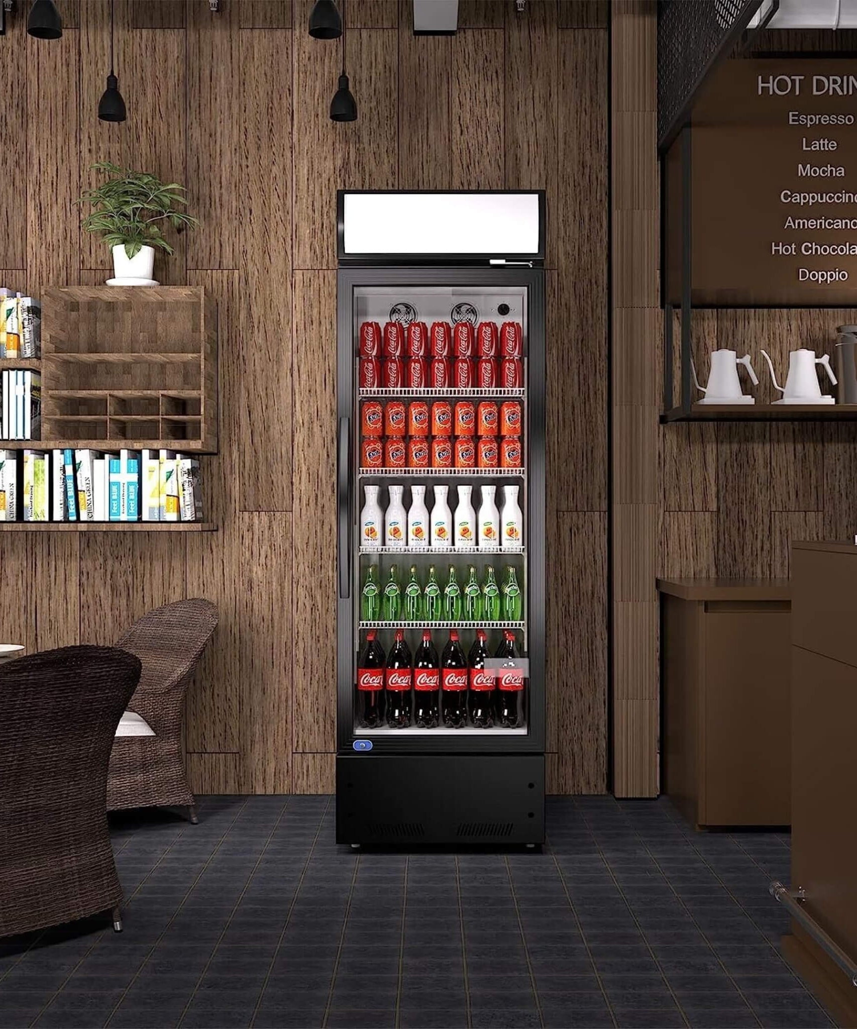 Heavy-Duty 23-Inch Commercial Single Glass Door Refrigerator With LED Lights (SAK43533)