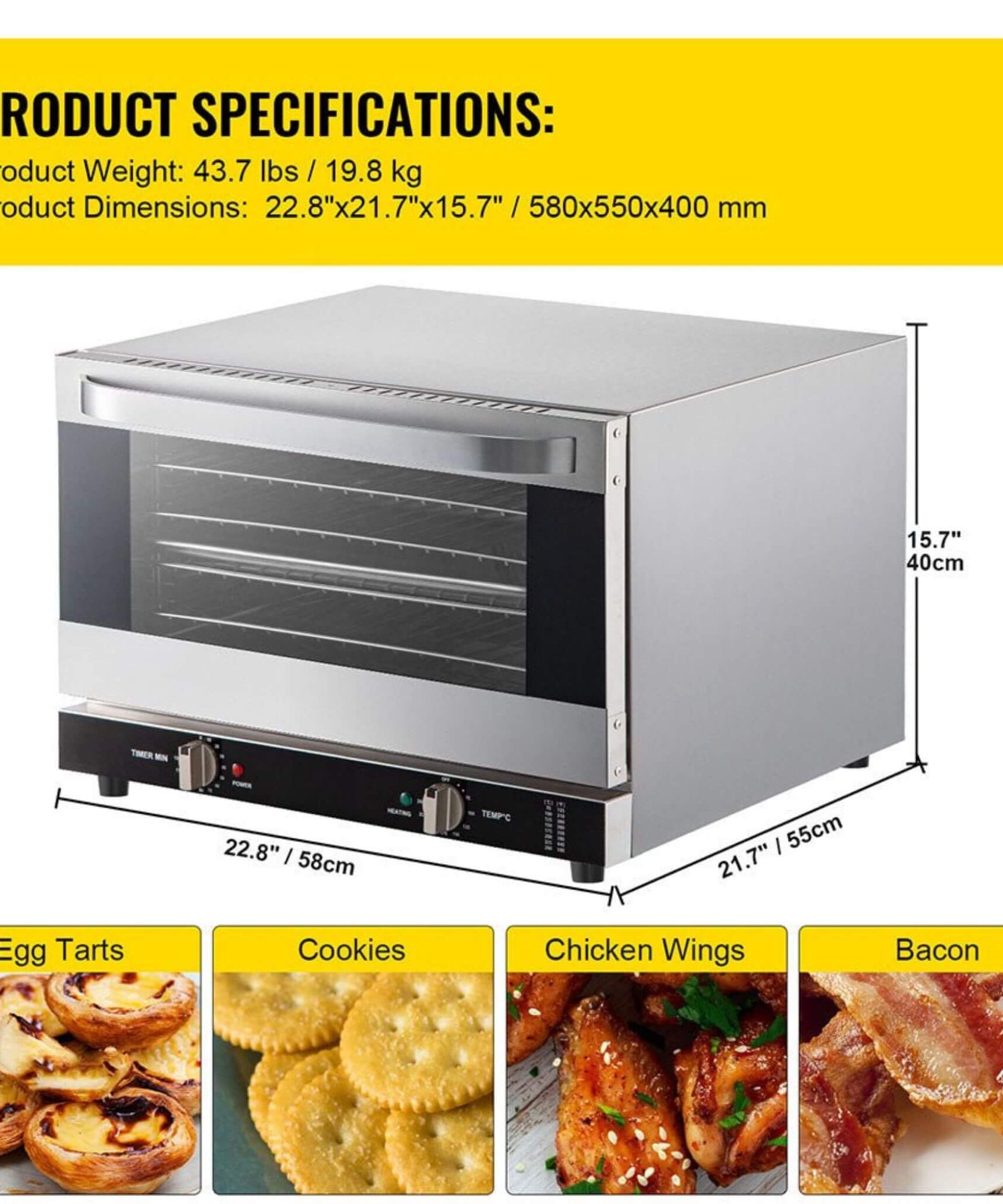 Heavy-Duty Commercial Stainless Steel Countertop Convection Toaster Oven (SAK51683)