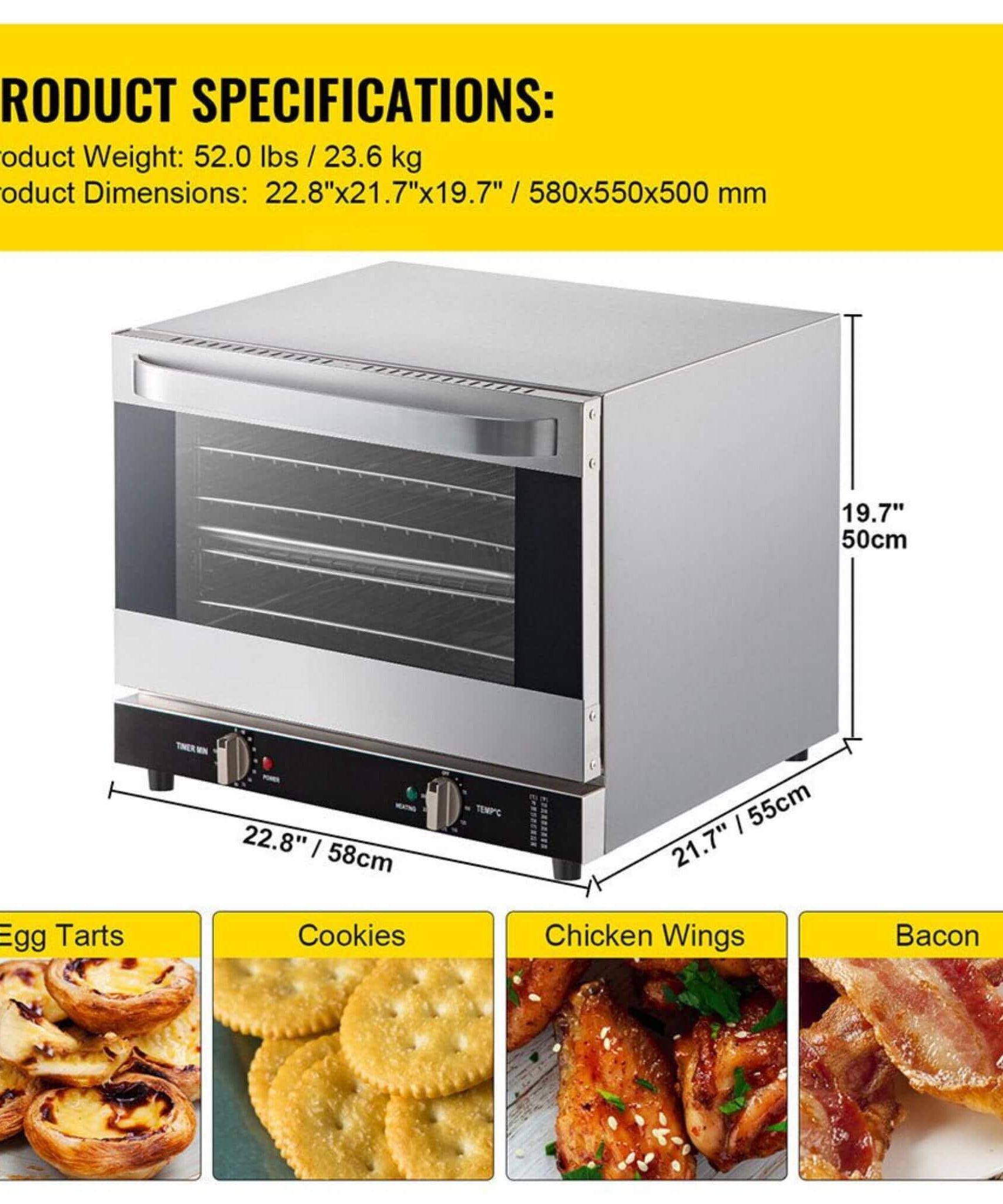 Heavy-Duty Commercial Stainless Steel Countertop Convection Toaster Oven (SAK51683)