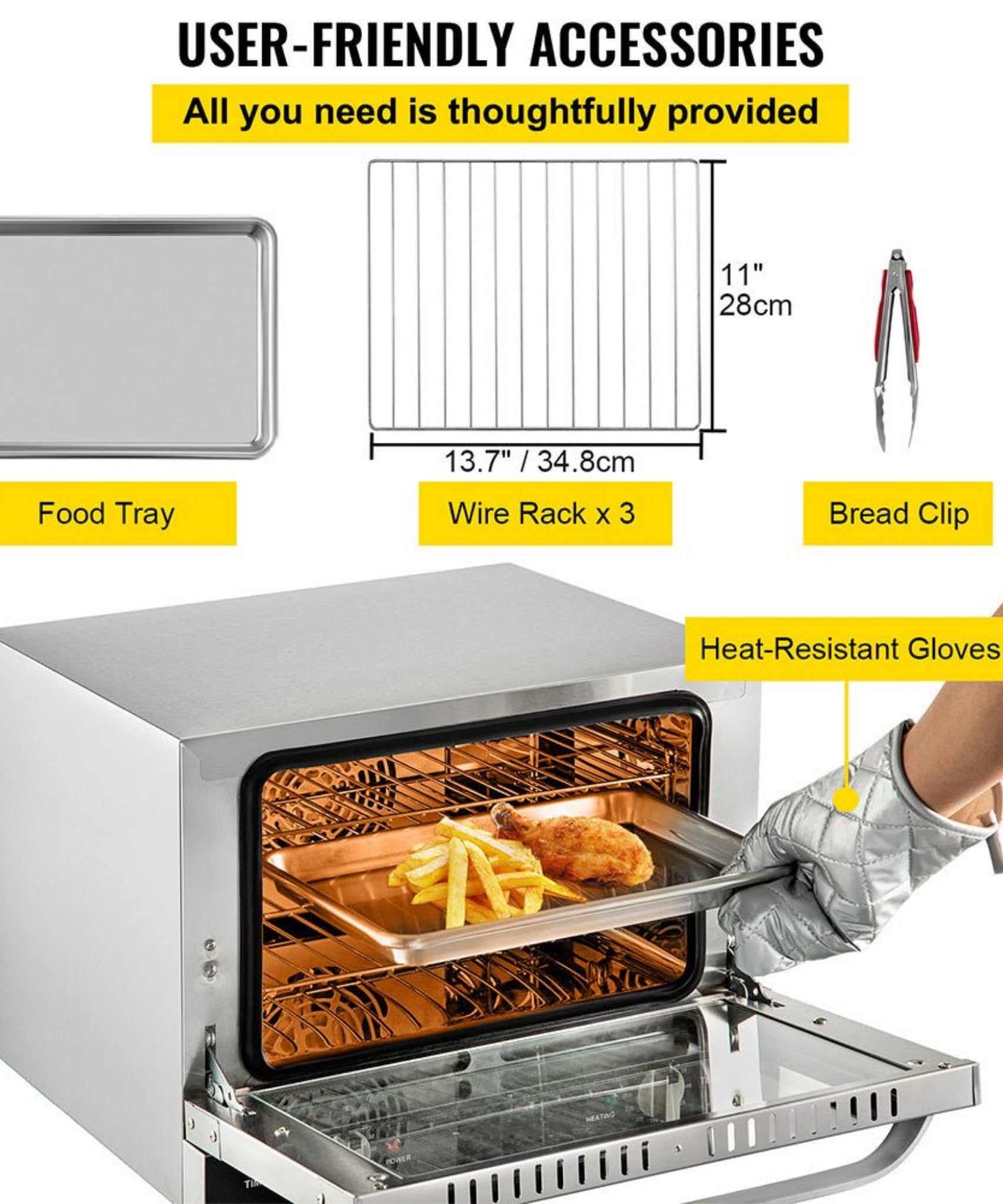 Heavy-Duty Commercial Stainless Steel Countertop Convection Toaster Oven (SAK51683)