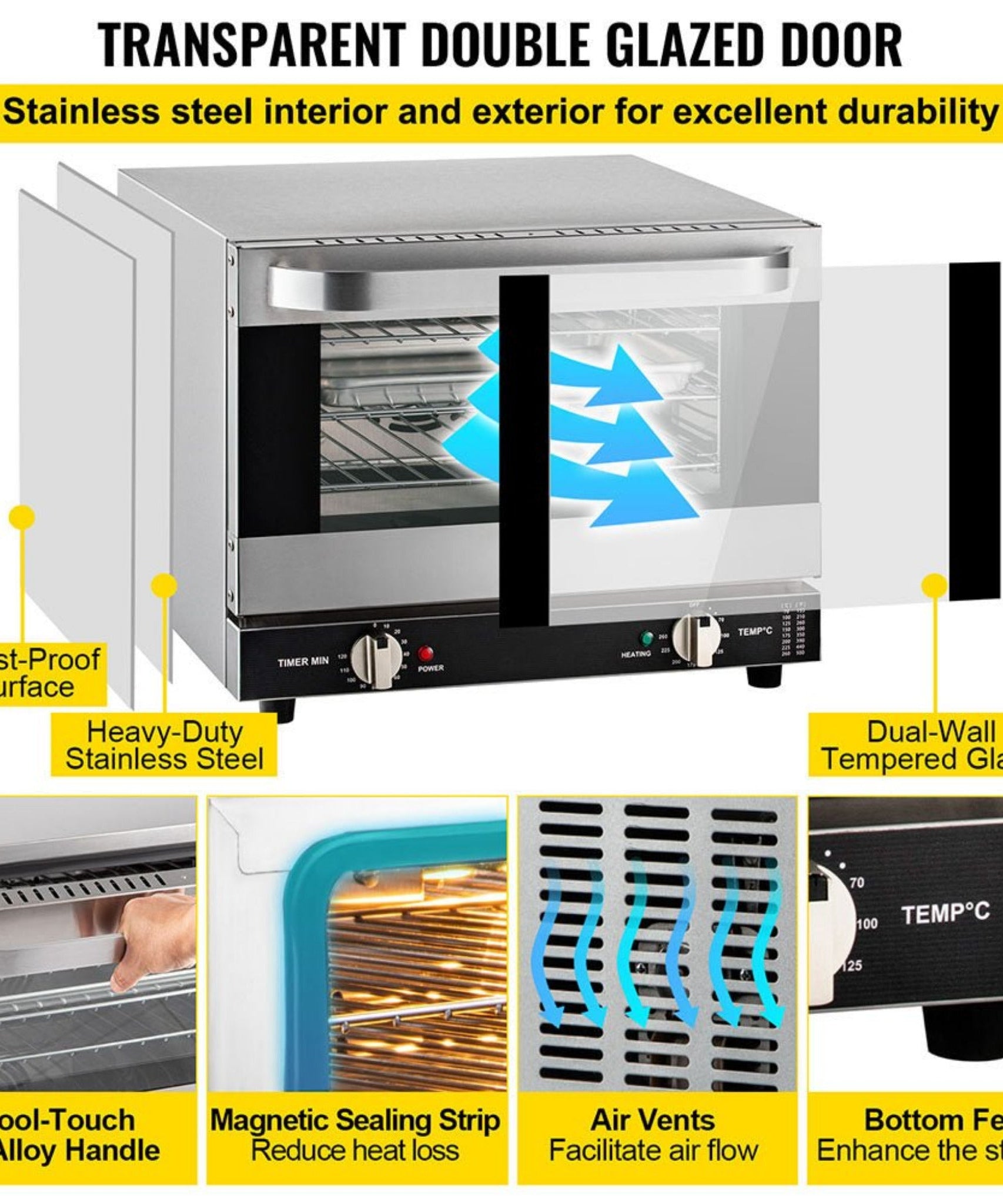 Heavy-Duty Commercial Stainless Steel Countertop Convection Toaster Oven (SAK51683)