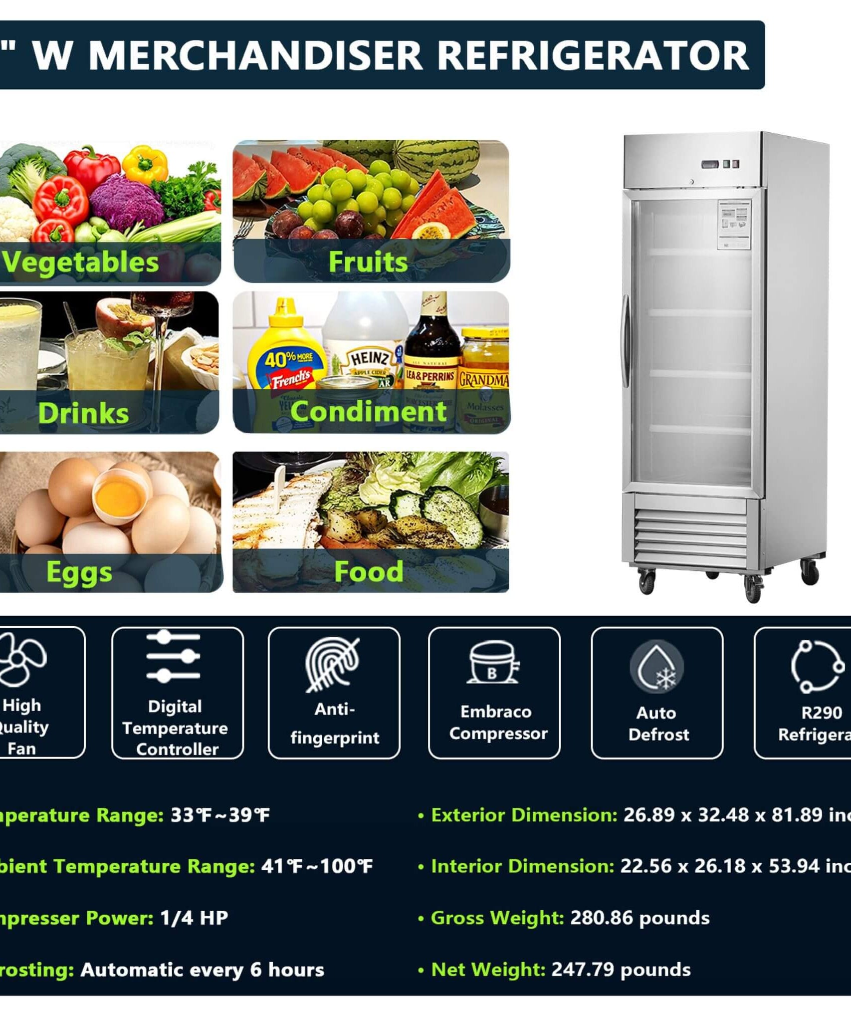 Heavy-Duty Commercial Upright ETL Certified Freezer For Restaurants, Bars, And Supermarkets (SAK01847)