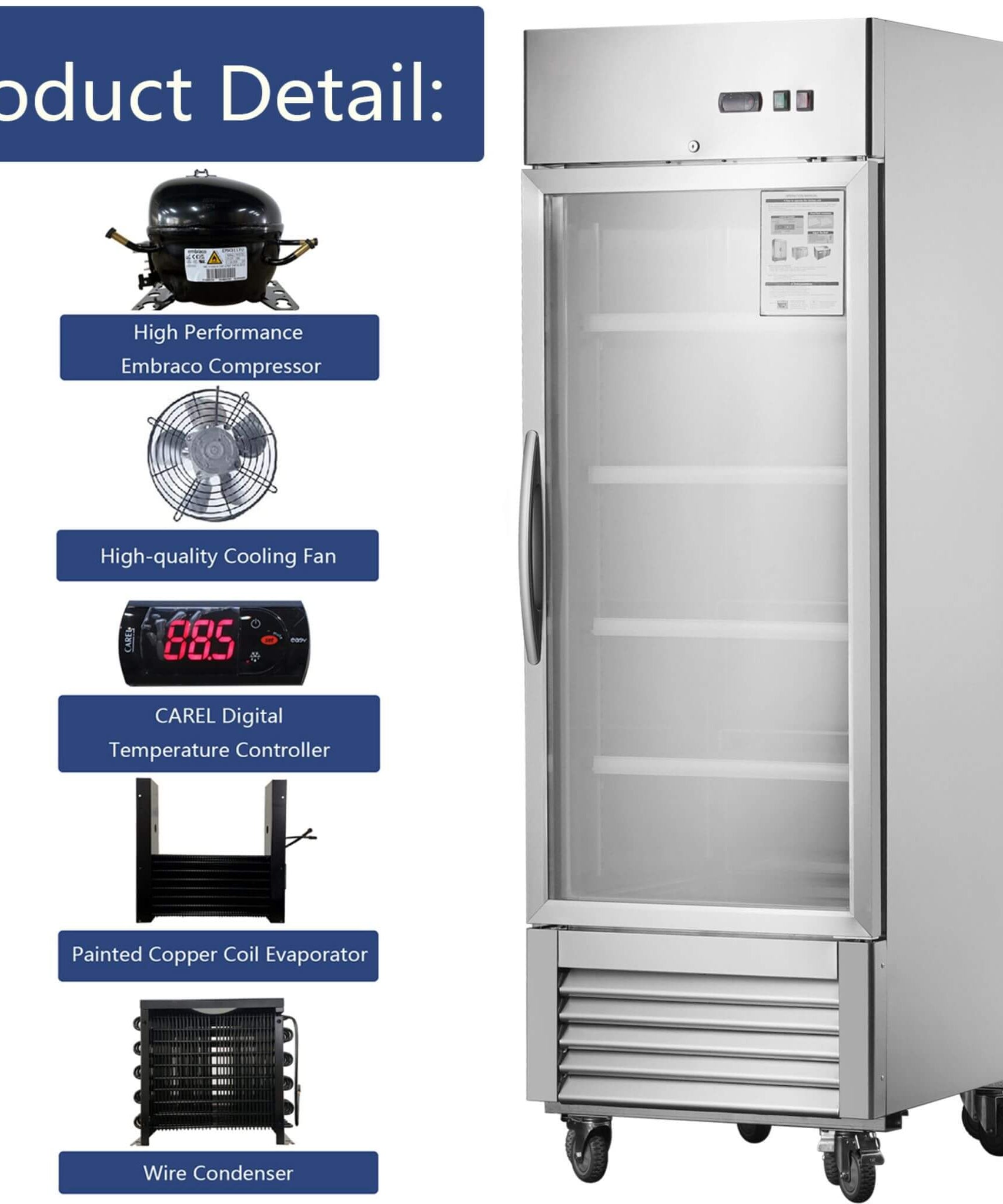 Heavy-Duty Commercial Upright ETL Certified Freezer For Restaurants, Bars, And Supermarkets (SAK01847)