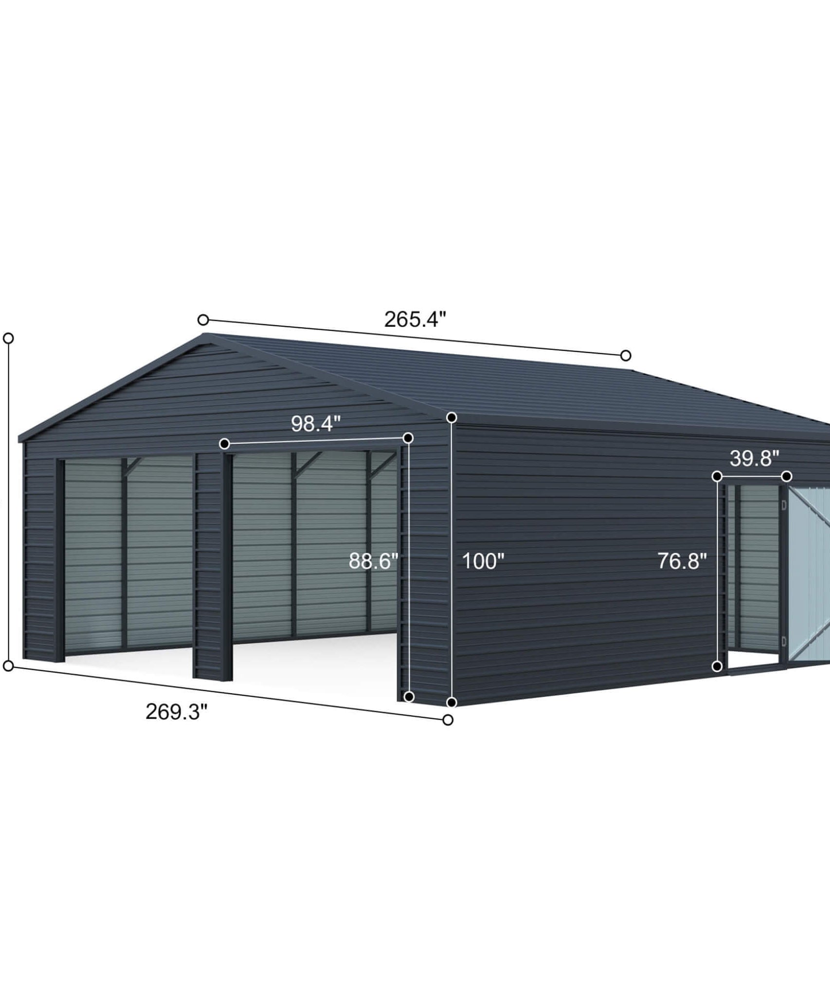 Alora Heavy-Duty Double Garage Galvanized Steel Shed With Side Door (SAK84271)