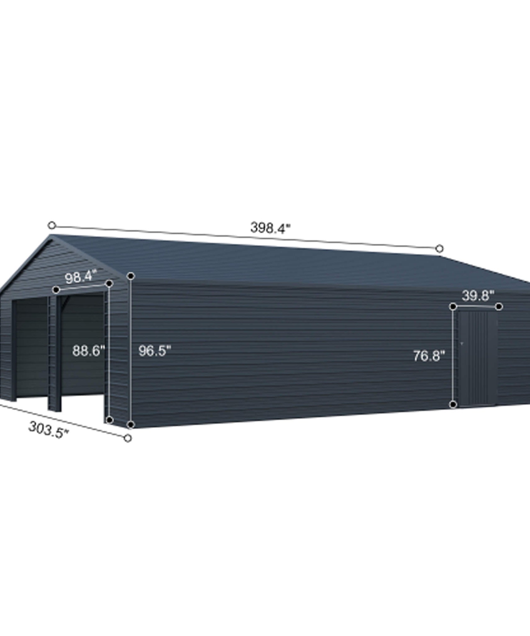 Alora Heavy-Duty Double Garage Galvanized Steel Shed With Side Door (SAK84271)
