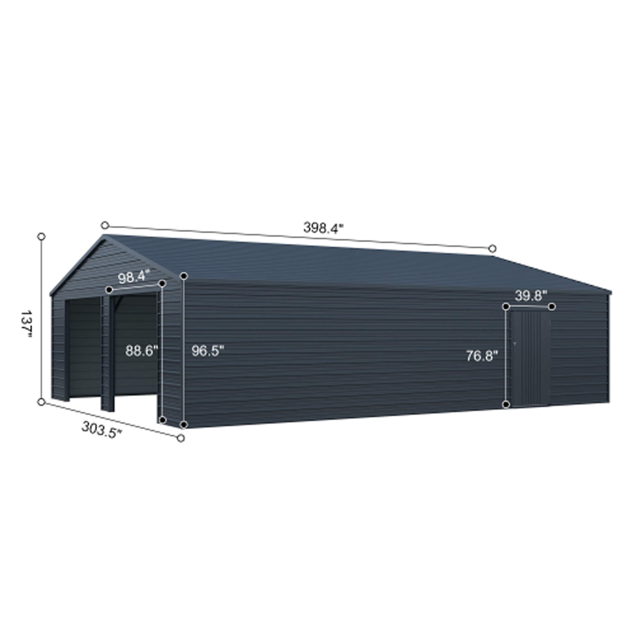 Alora Heavy-Duty Double Garage Galvanized Steel Shed With Side Door (SAK84271)