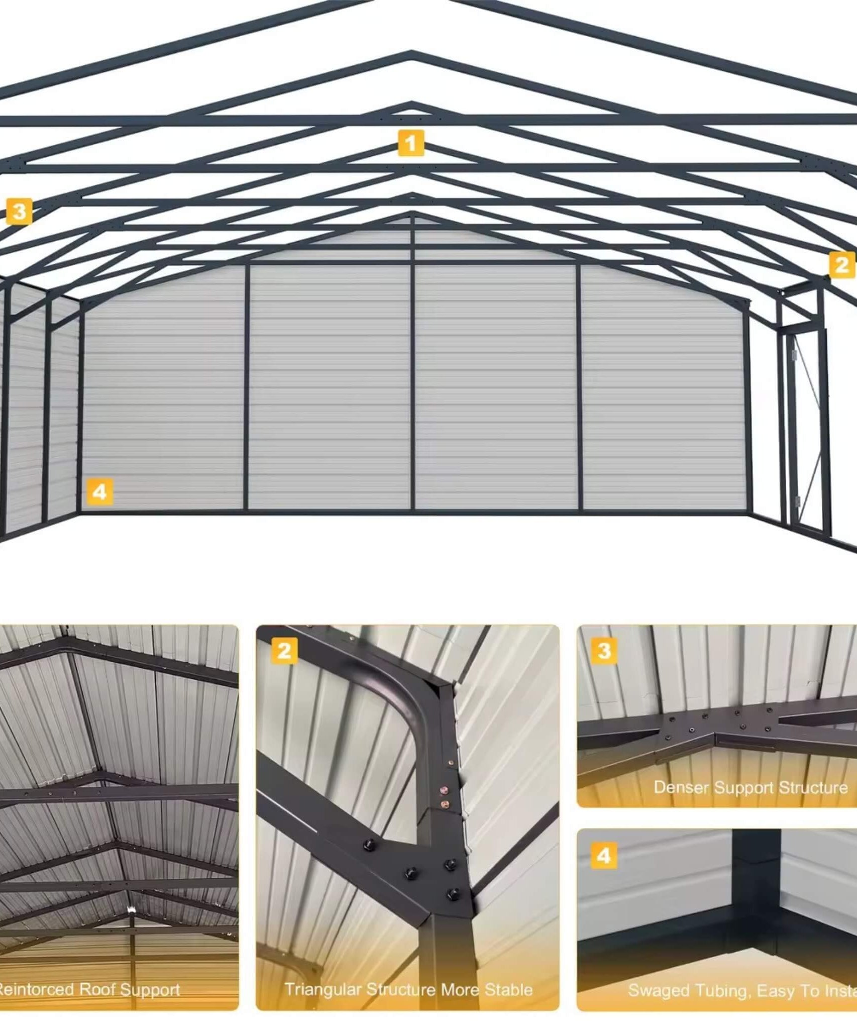 Alora Heavy-Duty Double Garage Galvanized Steel Shed With Side Door (SAK84271)
