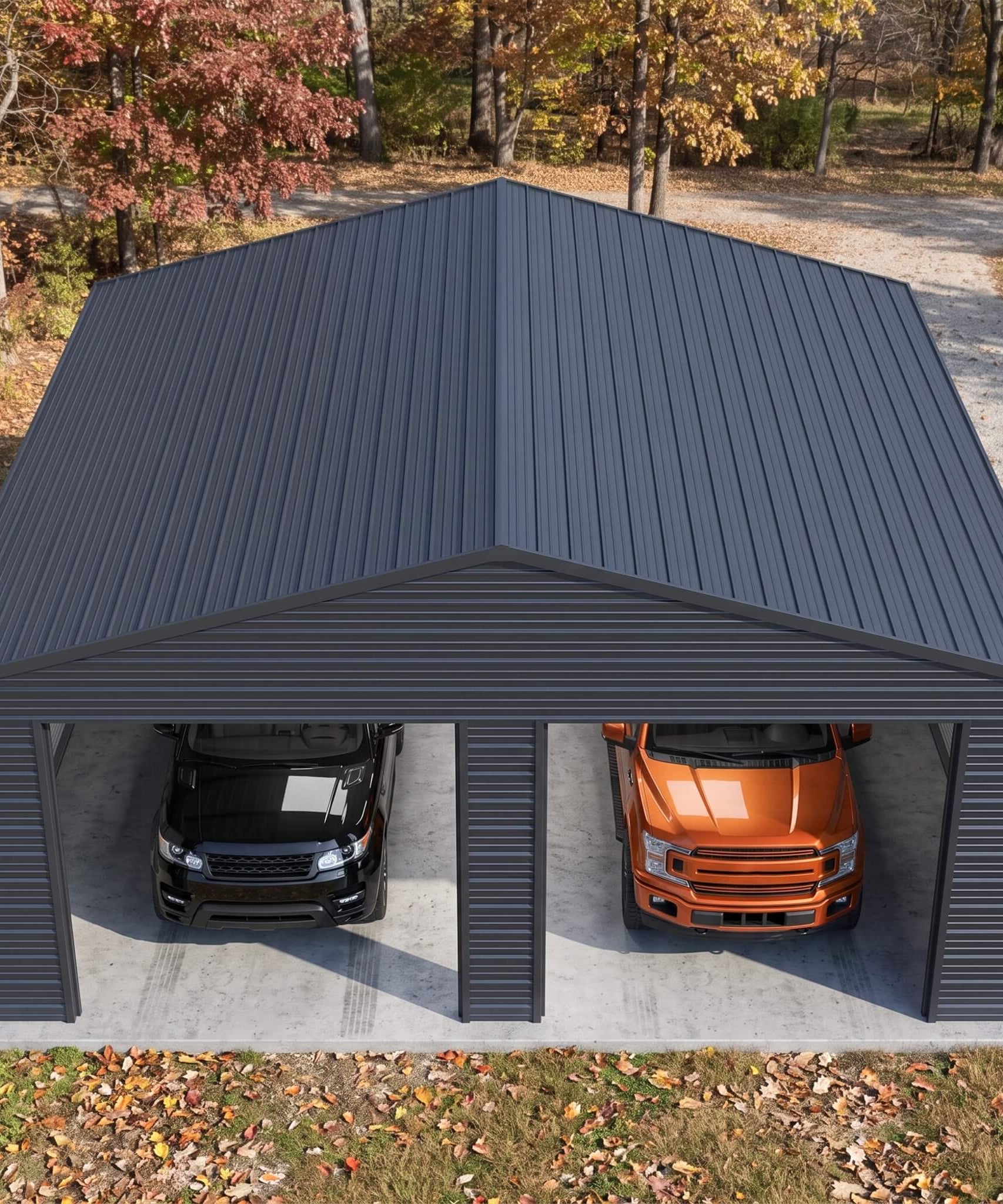 Alora Heavy-Duty Double Garage Galvanized Steel Shed With Side Door (SAK84271)