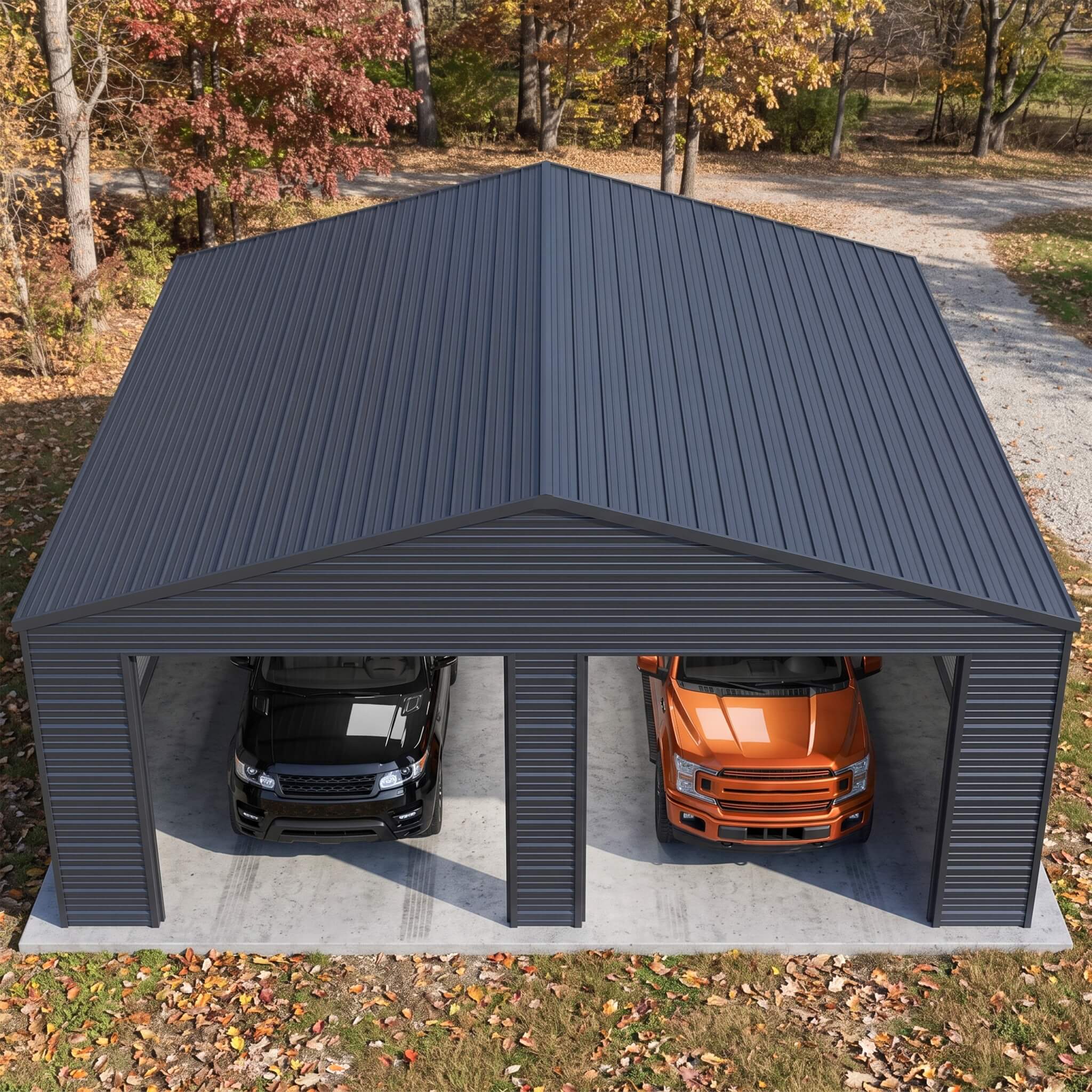 Alora Heavy-Duty Double Garage Galvanized Steel Shed With Side Door (SAK84271)