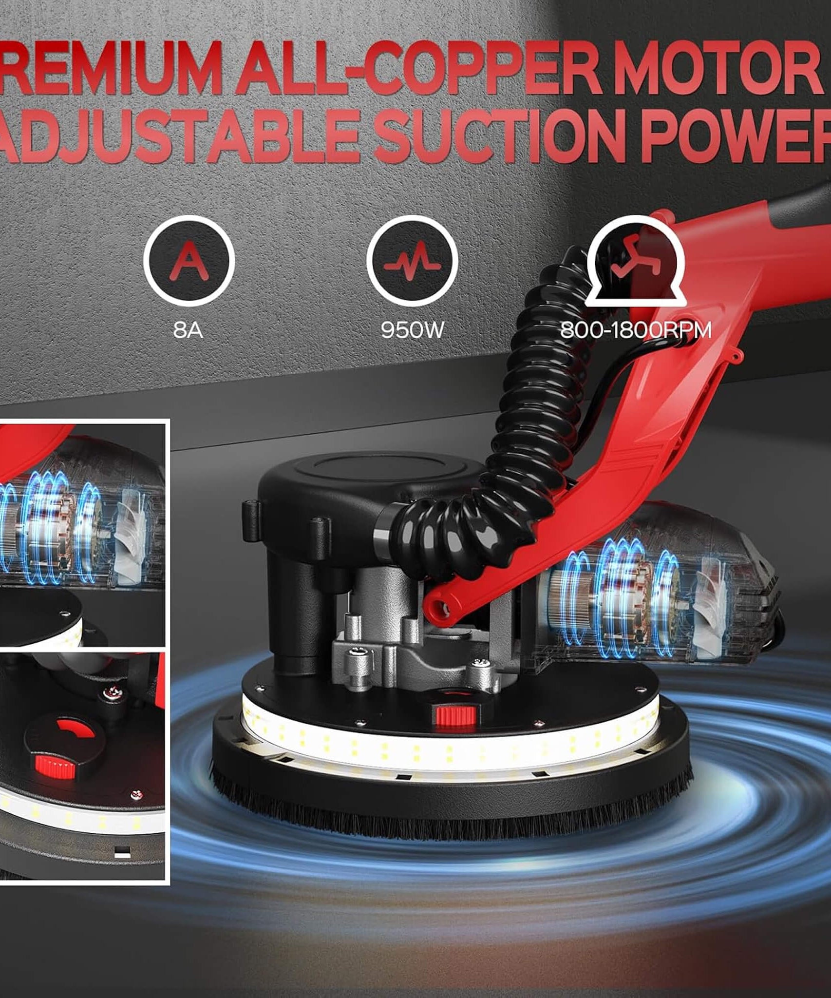 Heavy-Duty Drywall Ceiling Pole Sander Vacuum Tool (SAK93935)