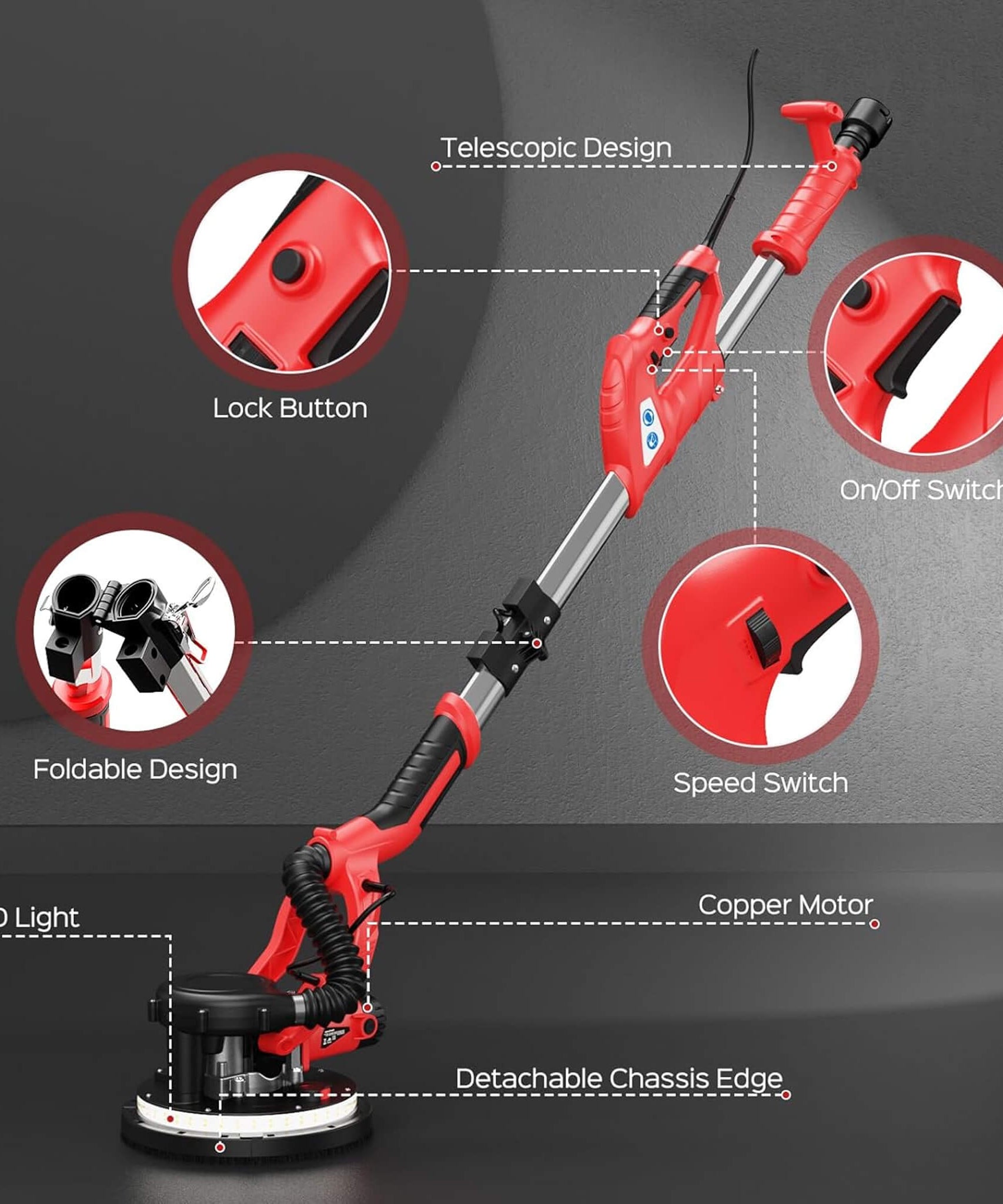 Heavy-Duty Drywall Ceiling Pole Sander Vacuum Tool (SAK93935)
