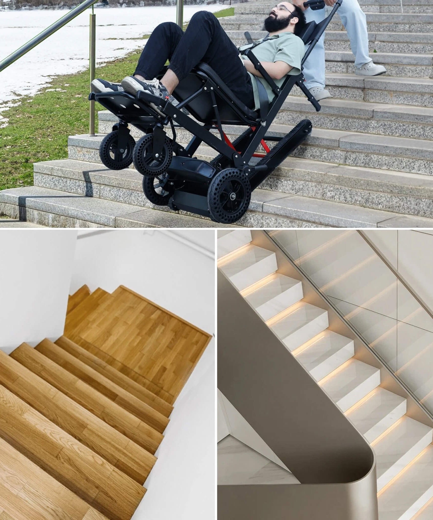 Motivo Heavy-Duty Electric Foldable Stair Climbing Wheelchair, 450LBS [FDA-Approved (SAK92801)