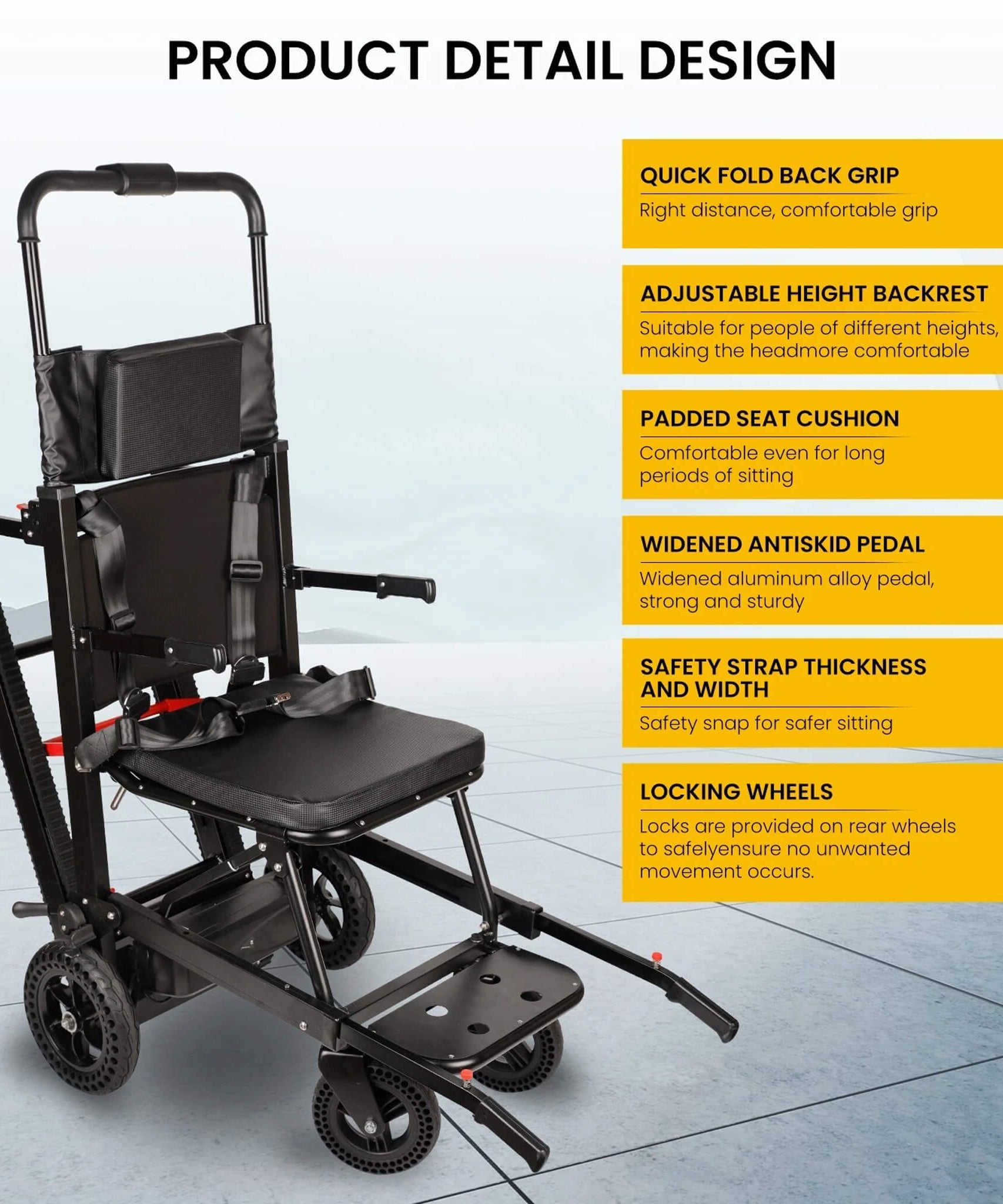 Motivo Heavy-Duty Electric Foldable Stair Climbing Wheelchair, 450LBS [FDA-Approved (SAK92801)