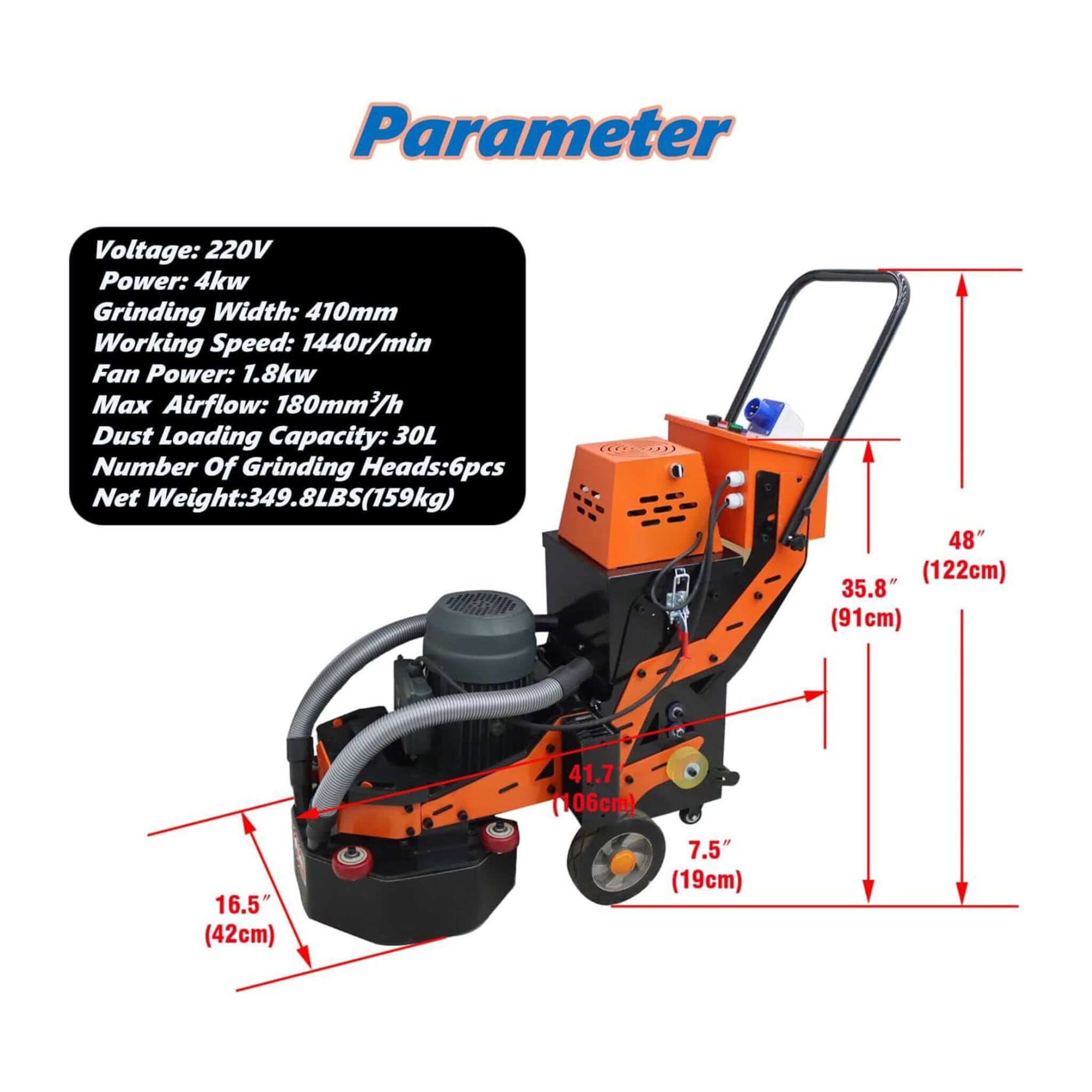Heavy-Duty Electric Hand-Push Concrete Floor Grinder Polisher (SAK64185)