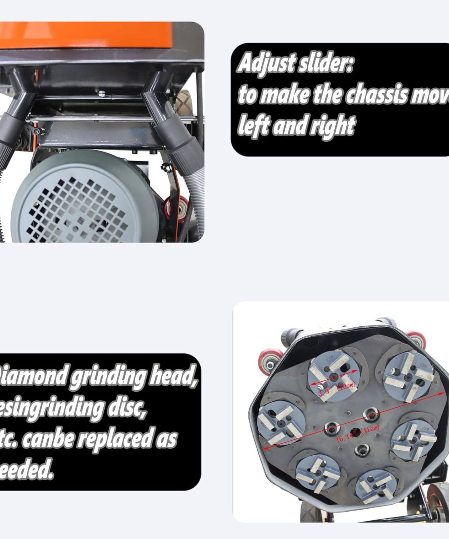 Heavy-Duty Electric Hand-Push Concrete Floor Grinder Polisher (SAK64185)