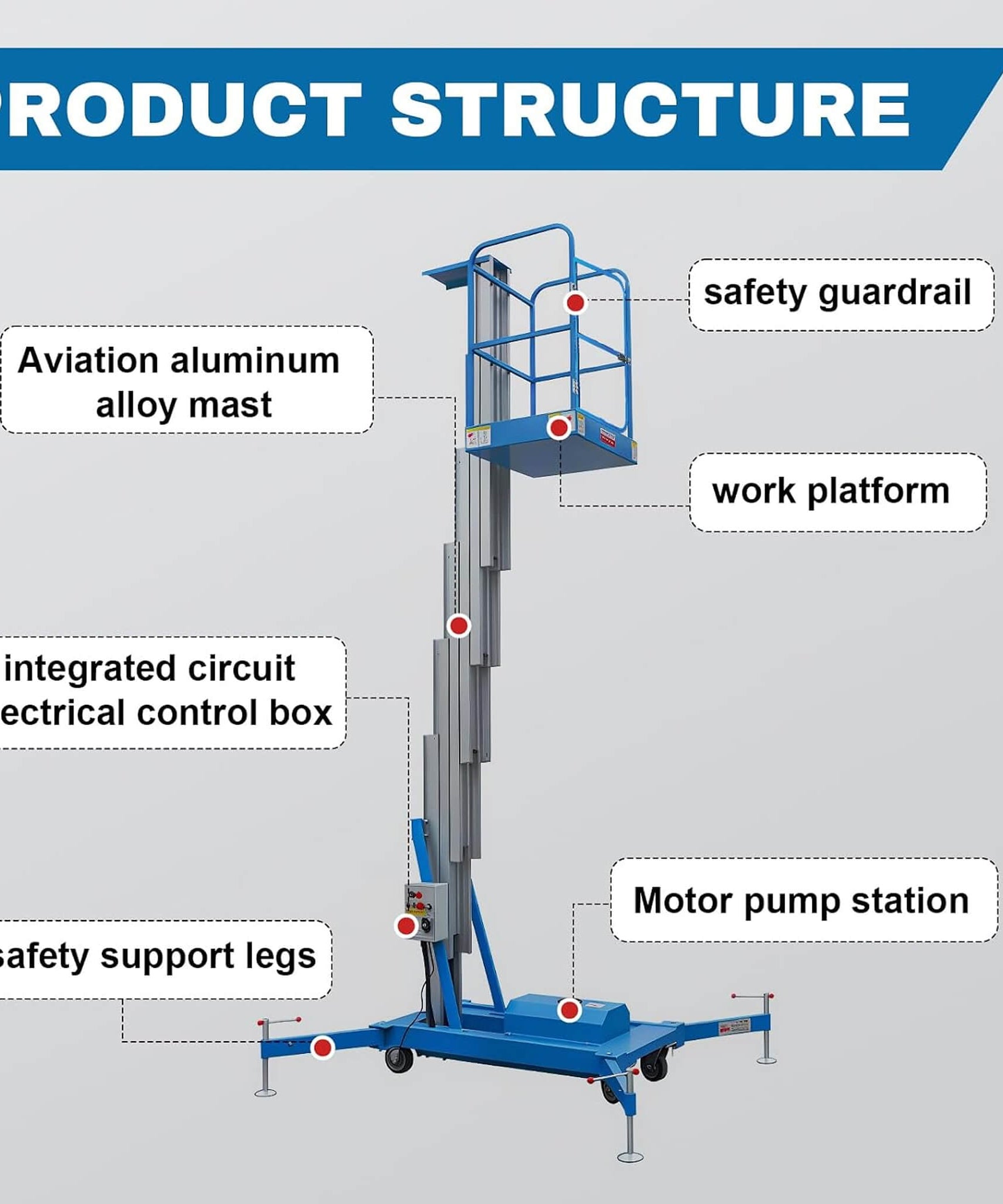 Heavy-Duty Electric Hydraulic Aluminum Mobile Man Lift (SAK20587)