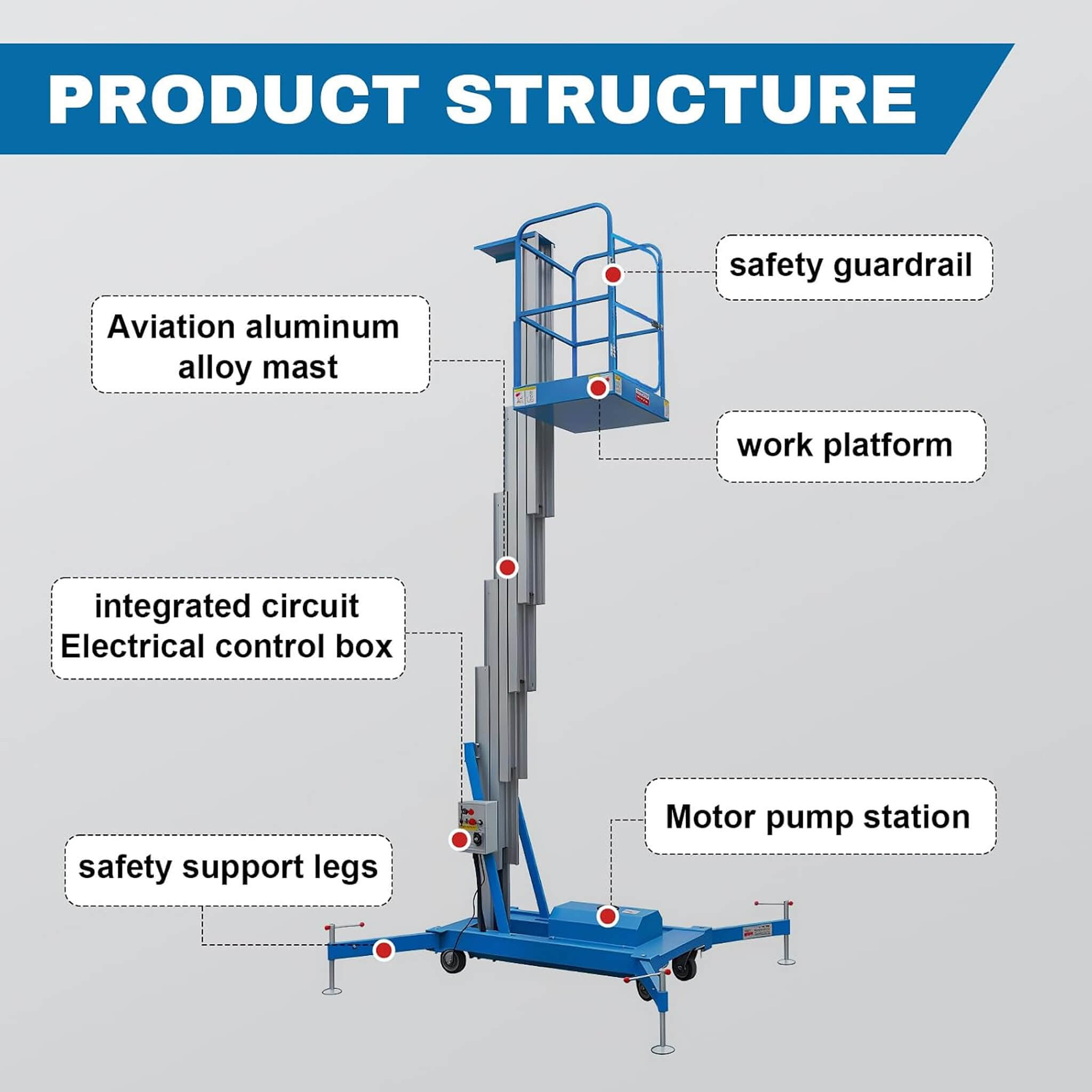 Heavy-Duty Electric Hydraulic Aluminum Mobile Man Lift (SAK20587)