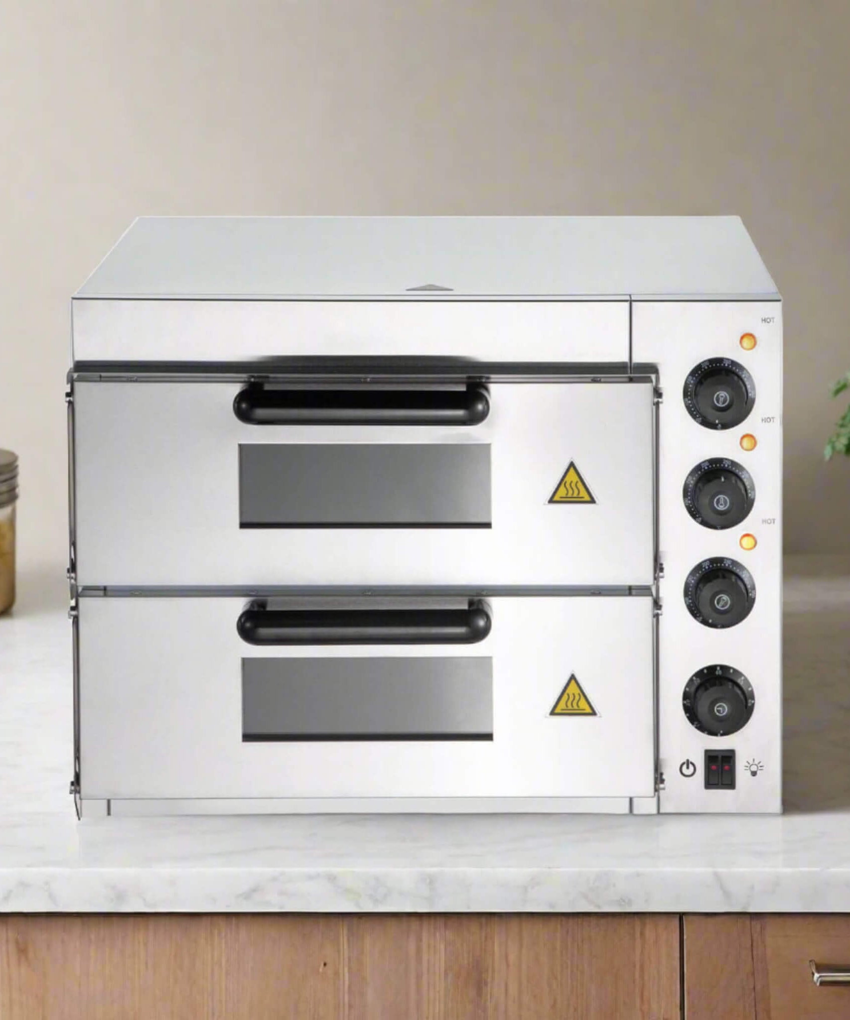 Heavy-Duty Electric 2000W Indoor Commercial Countertop Double Deck Pizza Oven (SAK36147)