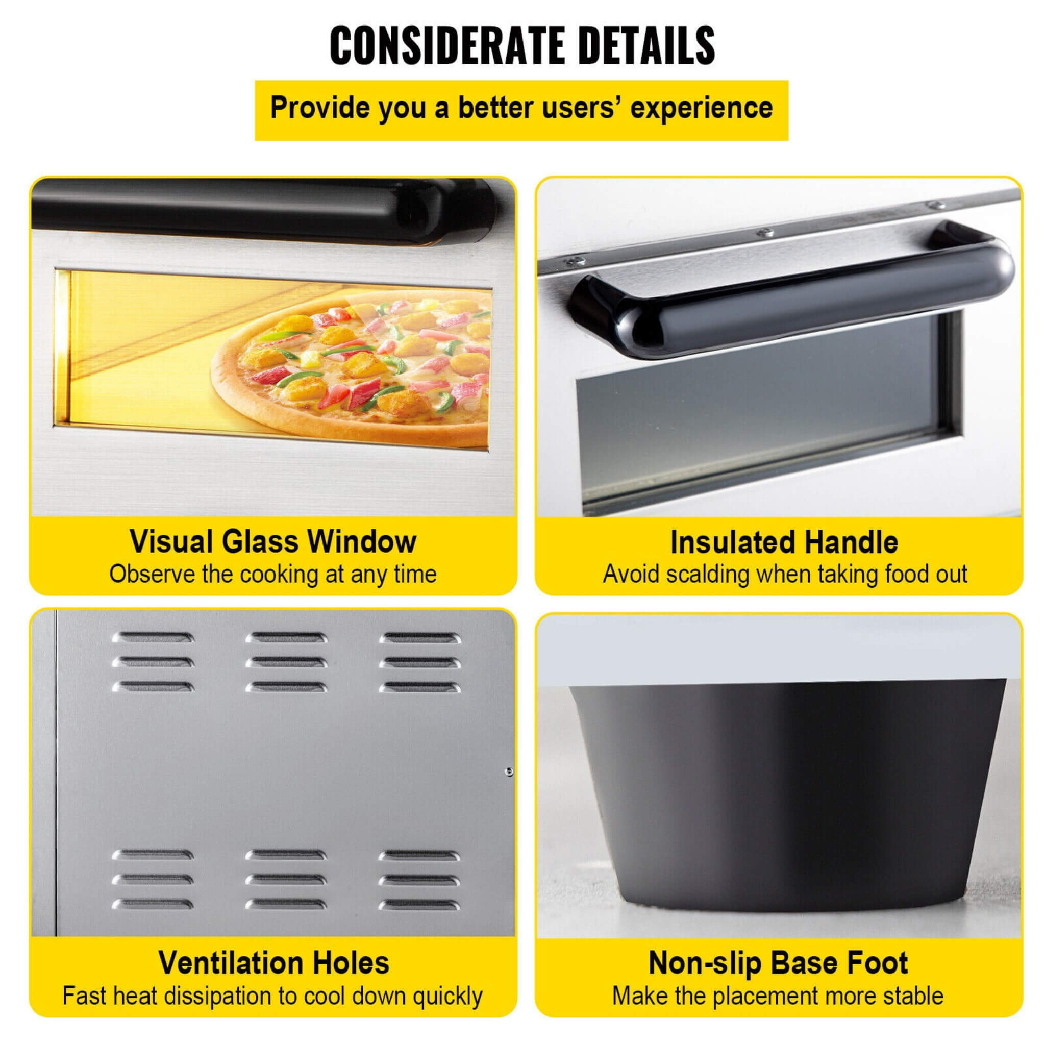 Heavy-Duty Electric 2000W Indoor Commercial Countertop Double Deck Pizza Oven (SAK36147)