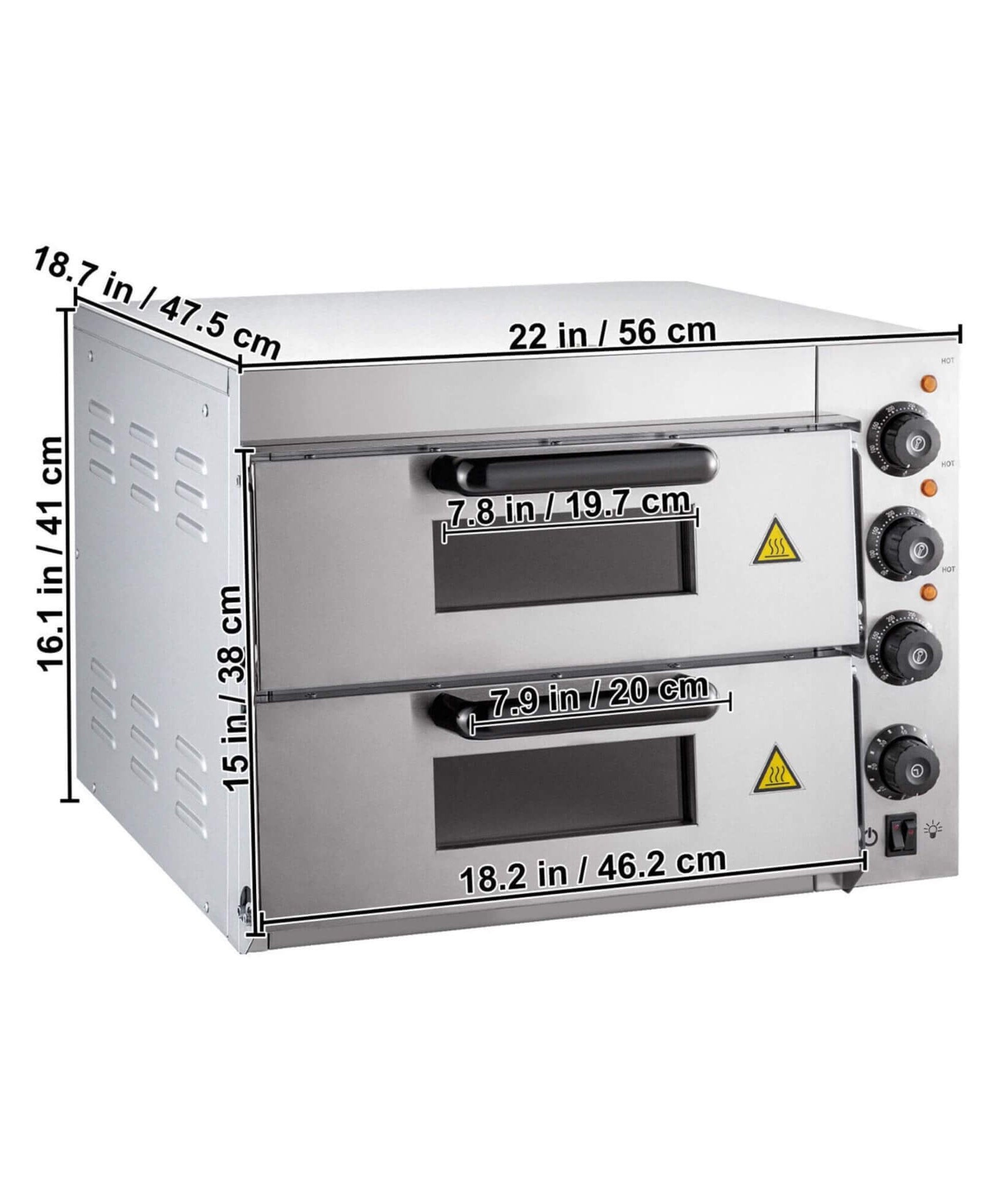 Heavy-Duty Electric 2000W Indoor Commercial Countertop Double Deck Pizza Oven (SAK36147)
