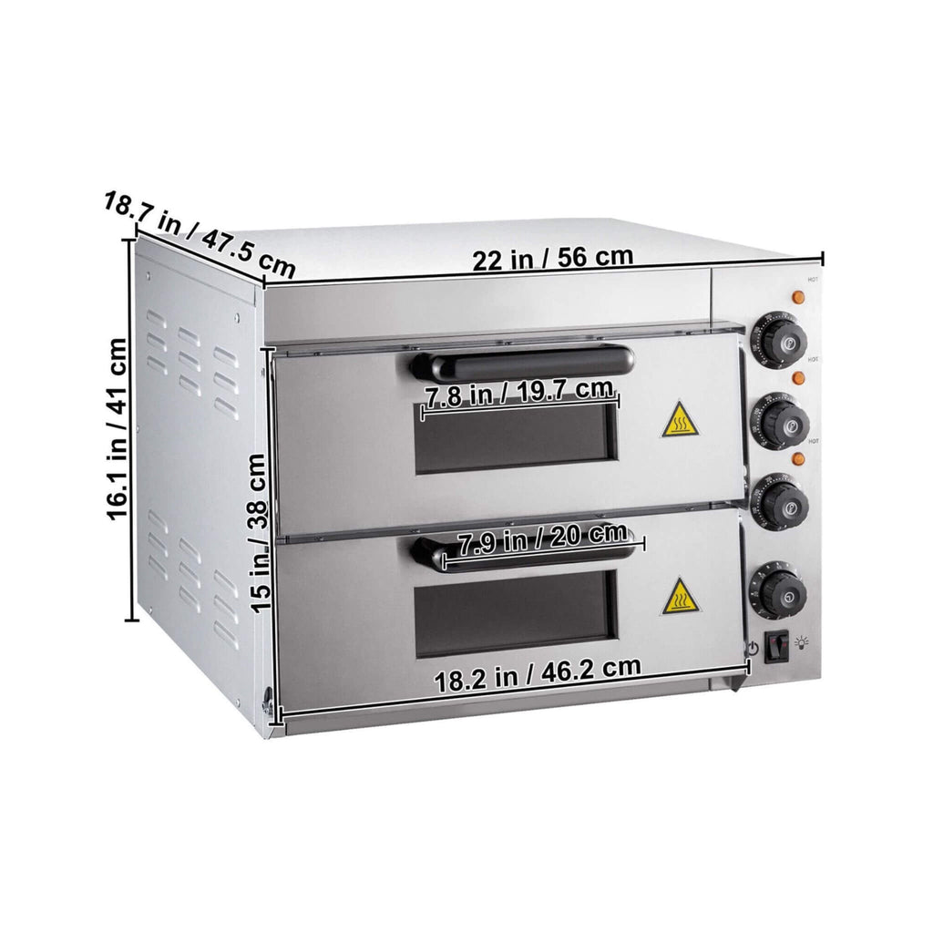 Heavy-Duty Electric 2000W Indoor Commercial Countertop Double Deck Pizza Oven (SAK36147)