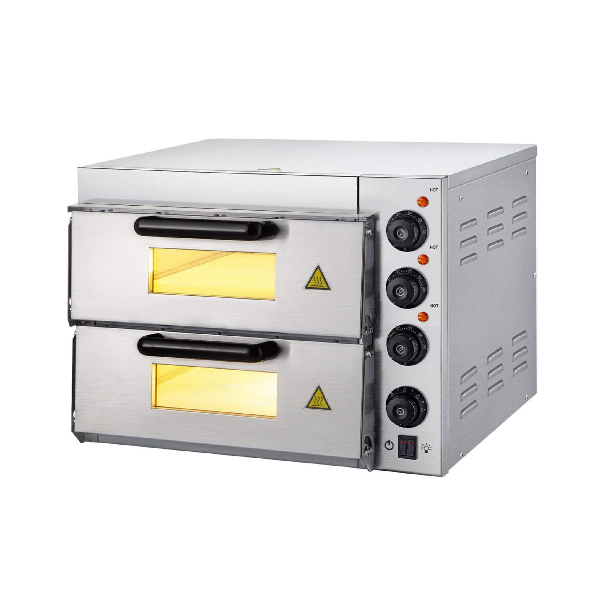 Heavy-Duty Electric 2000W Indoor Commercial Countertop Double Deck Pizza Oven (SAK36147)