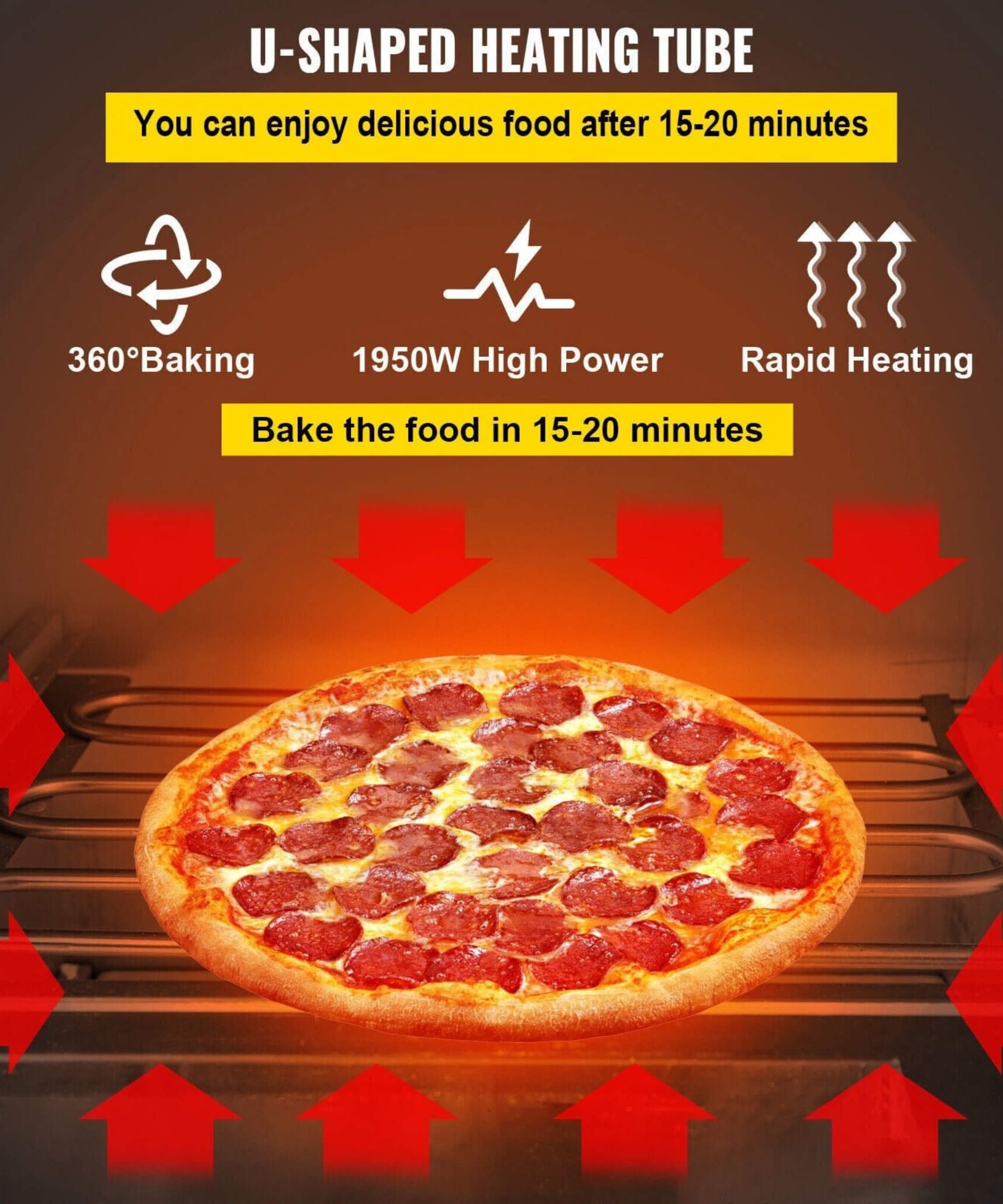 Heavy-Duty Electric 2000W Indoor Commercial Countertop Double Deck Pizza Oven (SAK36147)