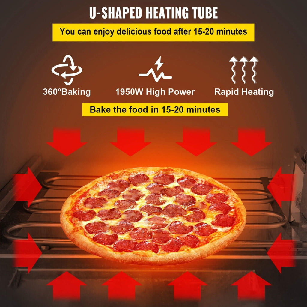 Heavy-Duty Electric 2000W Indoor Commercial Countertop Double Deck Pizza Oven (SAK36147)