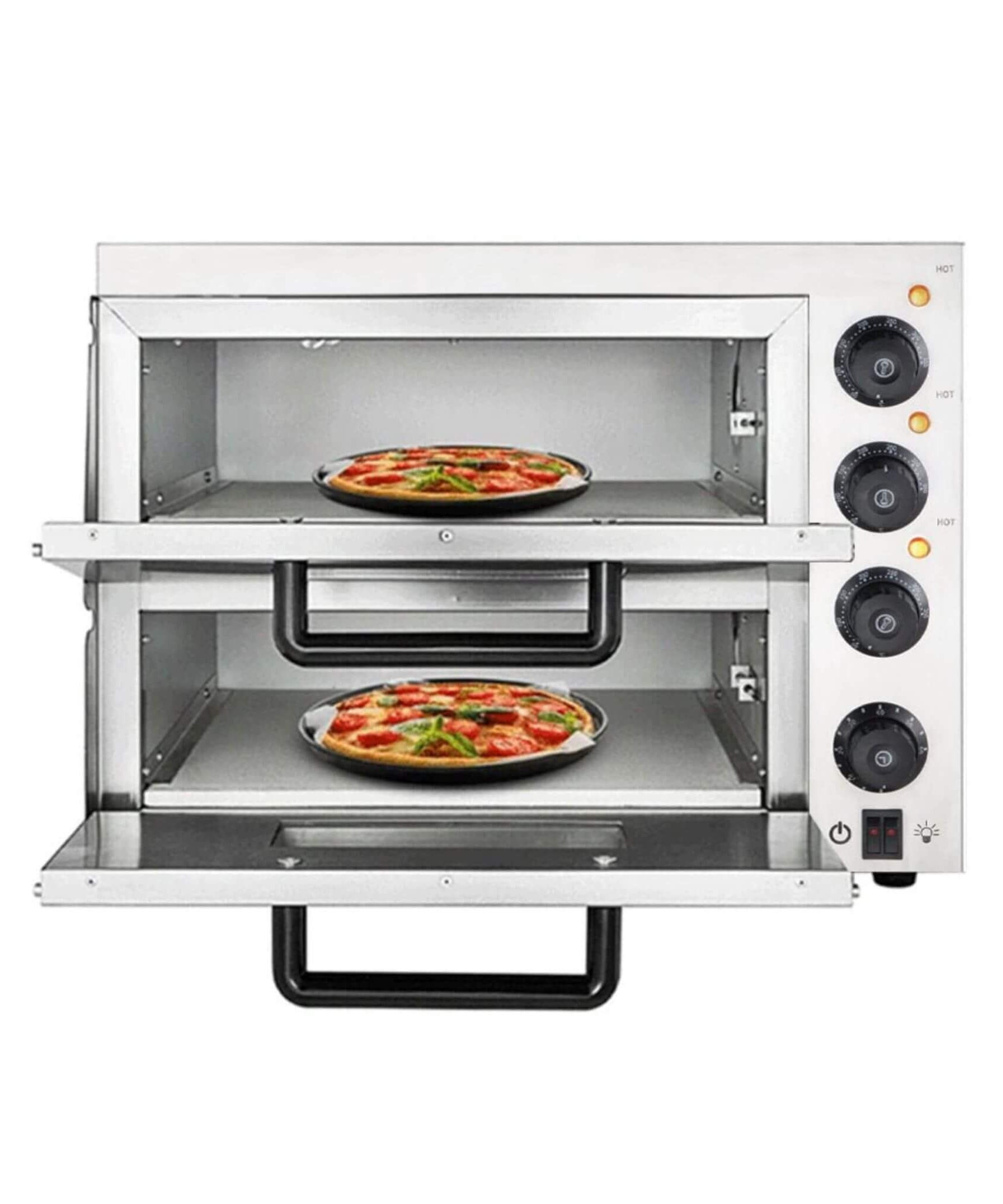 Heavy-Duty Electric 2000W Indoor Commercial Countertop Double Deck Pizza Oven (SAK36147)
