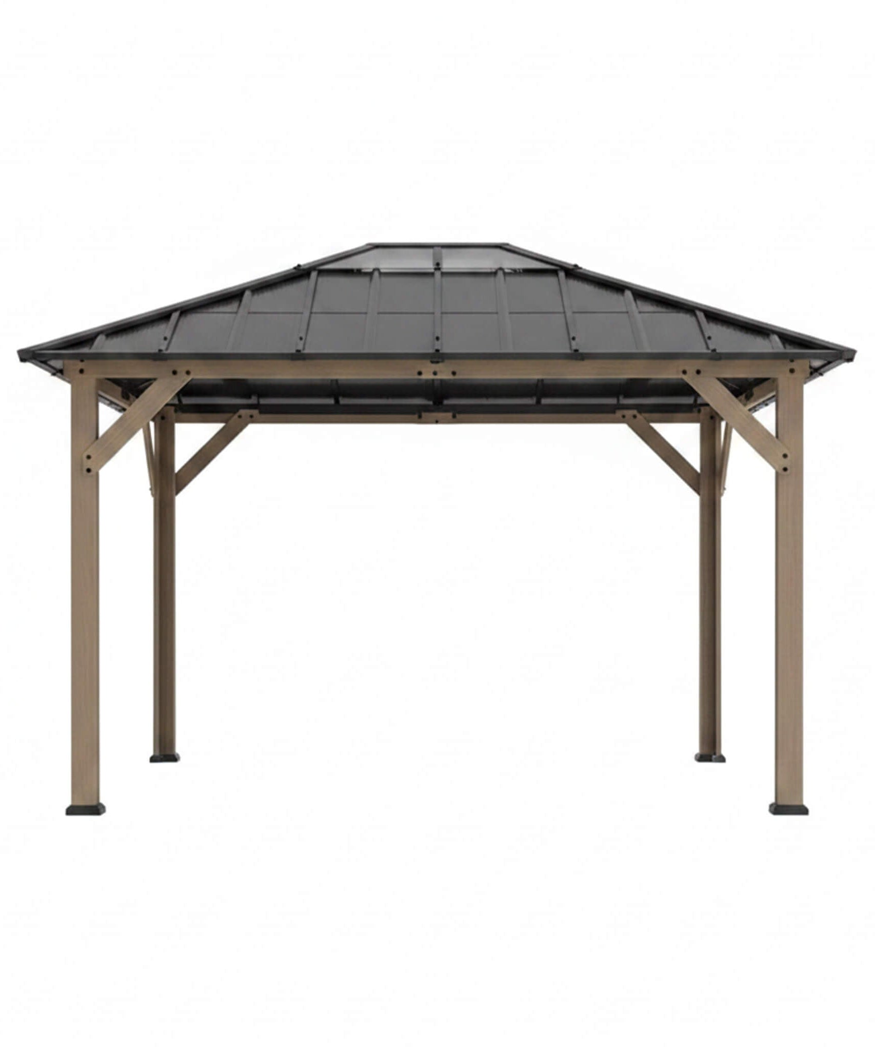 [08X10] Alora Heavy-Duty Fir Wood Hardtop Gazebo With Galvanized Steel Roof And Ceiling Hooks (SAK29467)