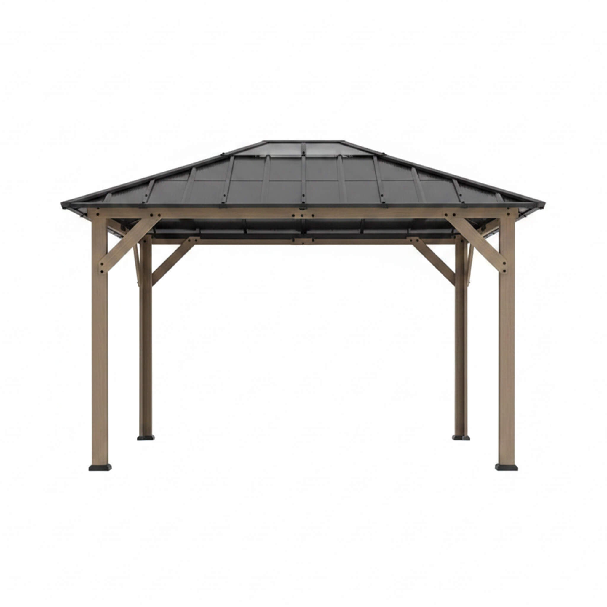 [08X10] Alora Heavy-Duty Fir Wood Hardtop Gazebo With Galvanized Steel Roof And Ceiling Hooks (SAK29467)