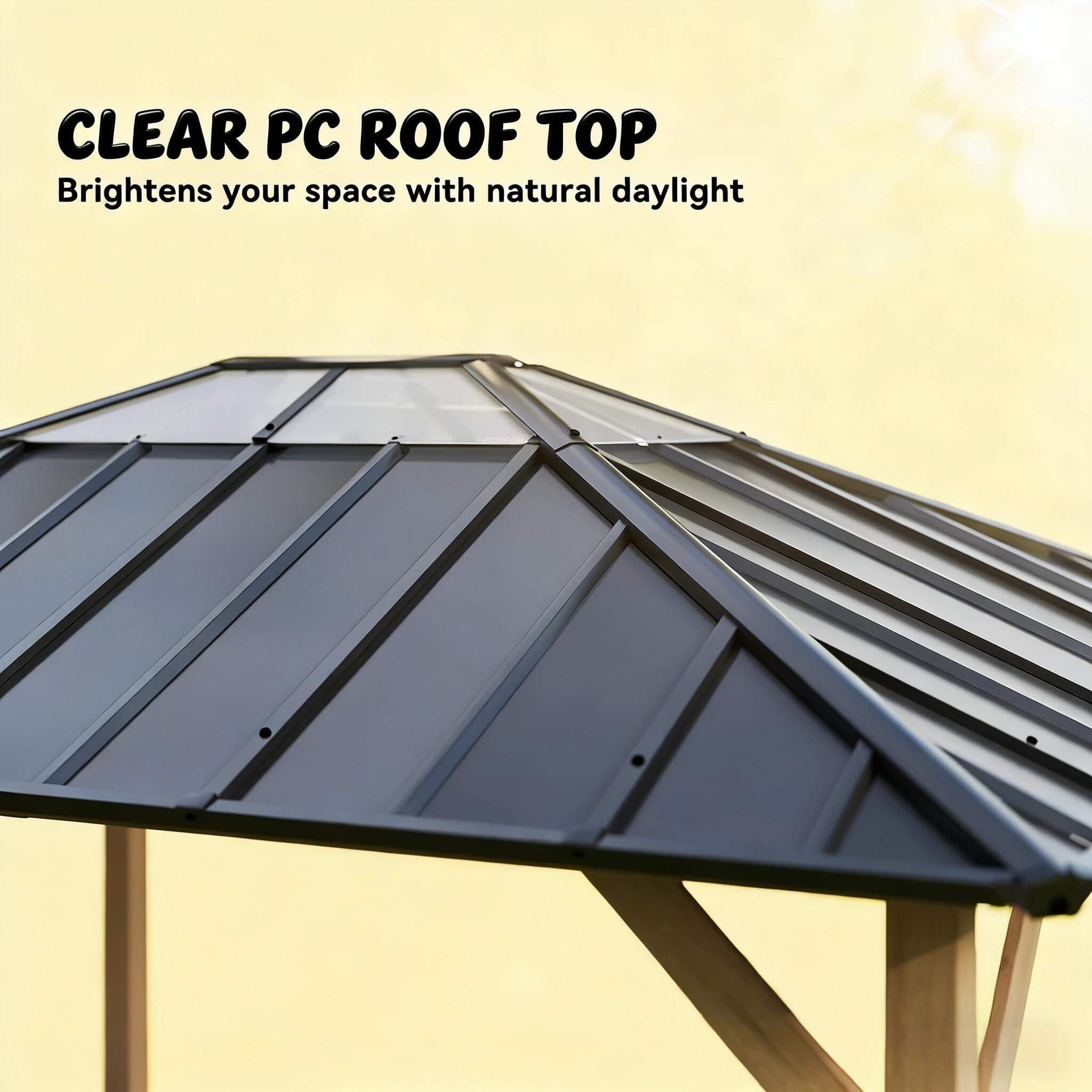 [08X10] Alora Heavy-Duty Fir Wood Hardtop Gazebo With Galvanized Steel Roof And Ceiling Hooks (SAK29467)