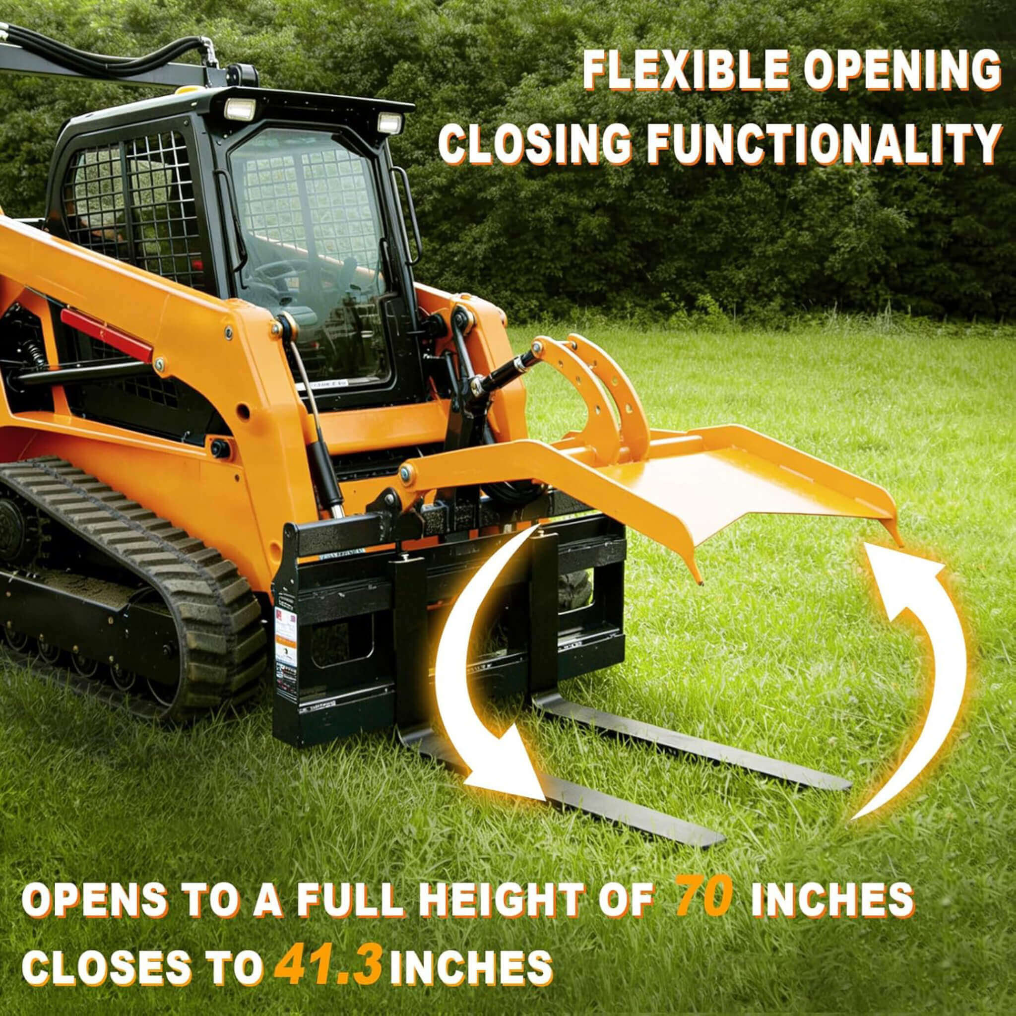 Heavy-Duty Fork Grapple Skid Steer Attachment With Universal Quick Attach (SAK10478)