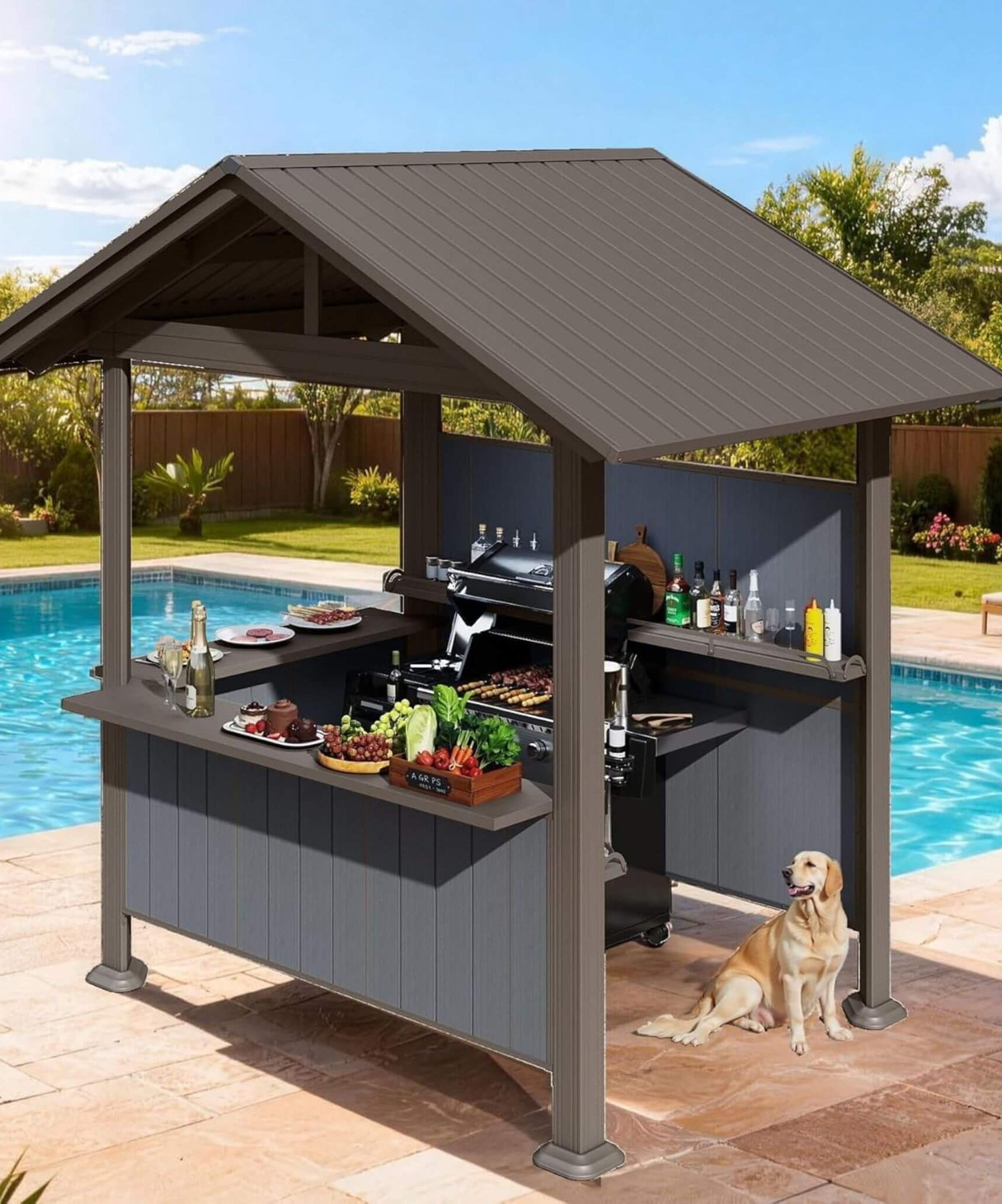 [06X09FT] Alora Heavy-Duty Gable Roof Hardtop Grill Gazebo (SAK49731)