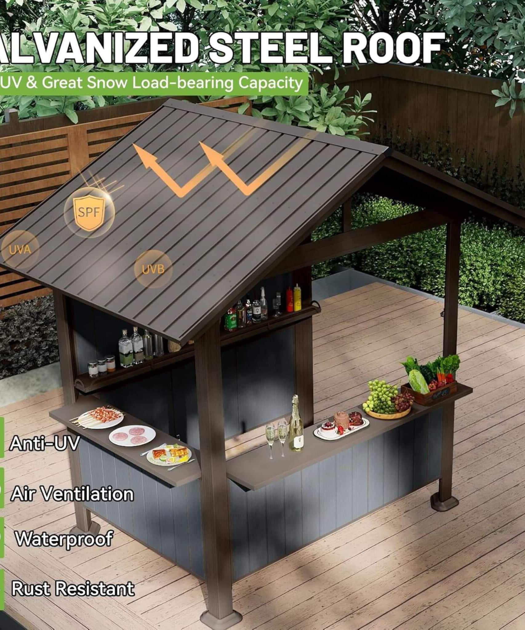 [06X09FT] Alora Heavy-Duty Gable Roof Hardtop Grill Gazebo (SAK49731)