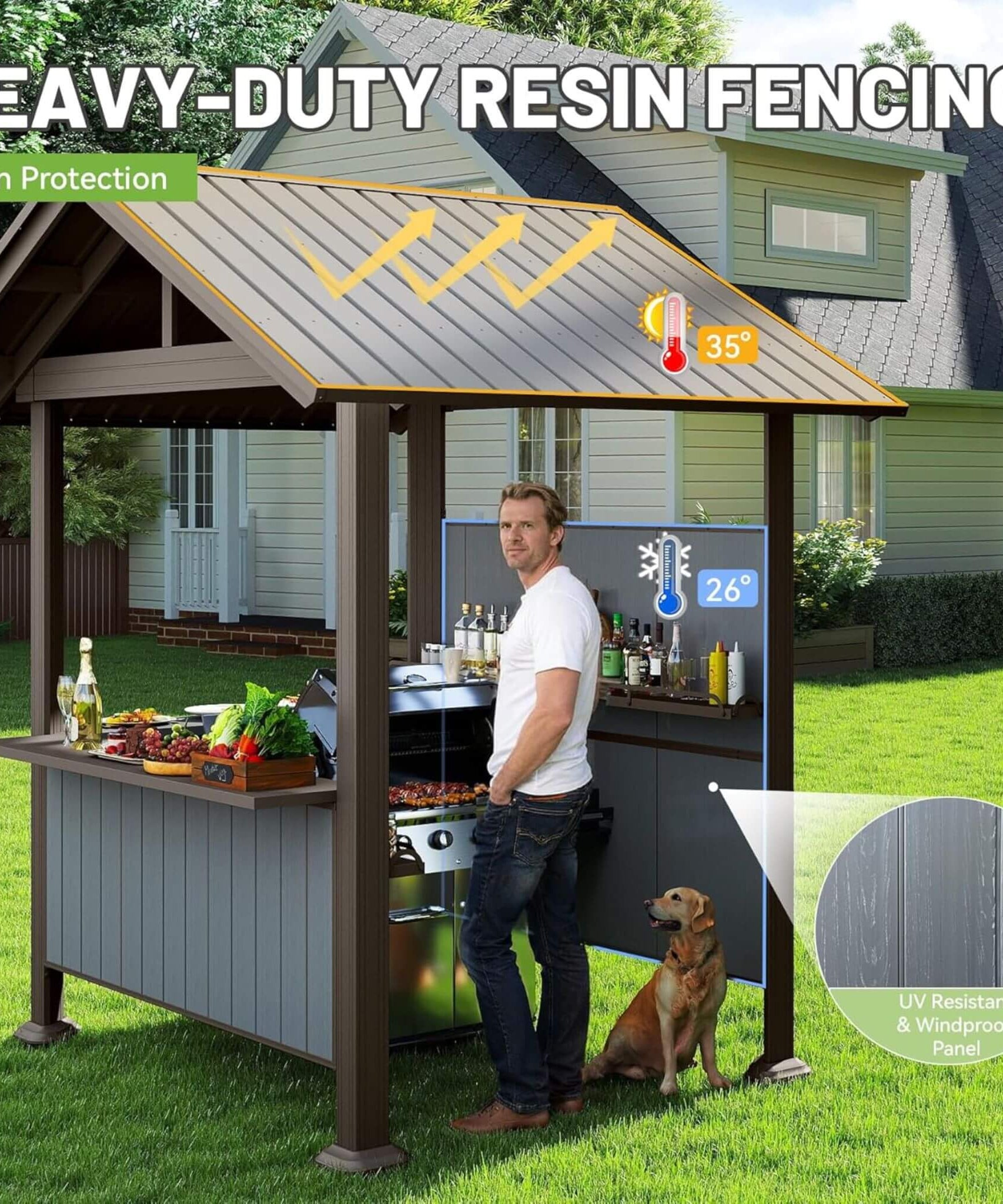 [06X09FT] Alora Heavy-Duty Gable Roof Hardtop Grill Gazebo (SAK49731)