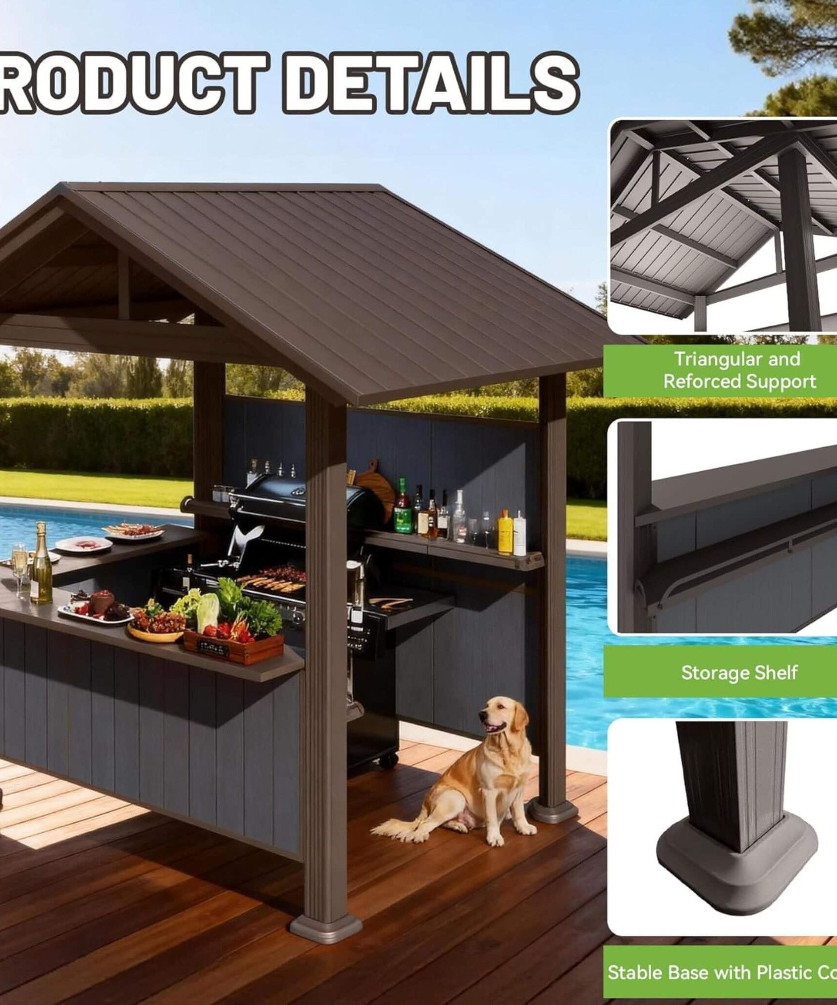 [06X09FT] Alora Heavy-Duty Gable Roof Hardtop Grill Gazebo (SAK49731)