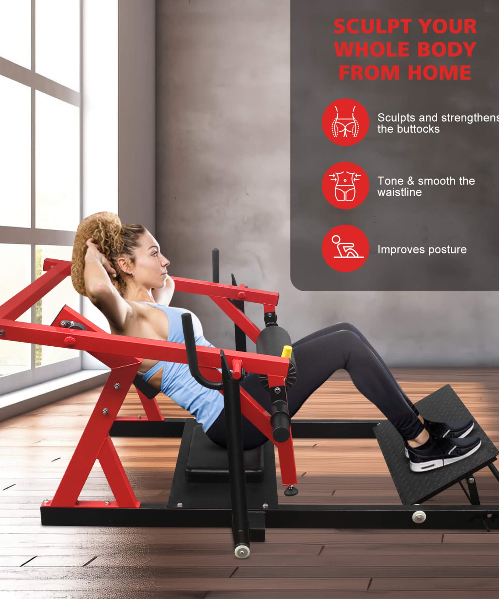 Rovix Heavy-Duty High Strength Steel Hip Thruster With Non-Slip Handles And Comfortable Foam Paddings (SAK92581)