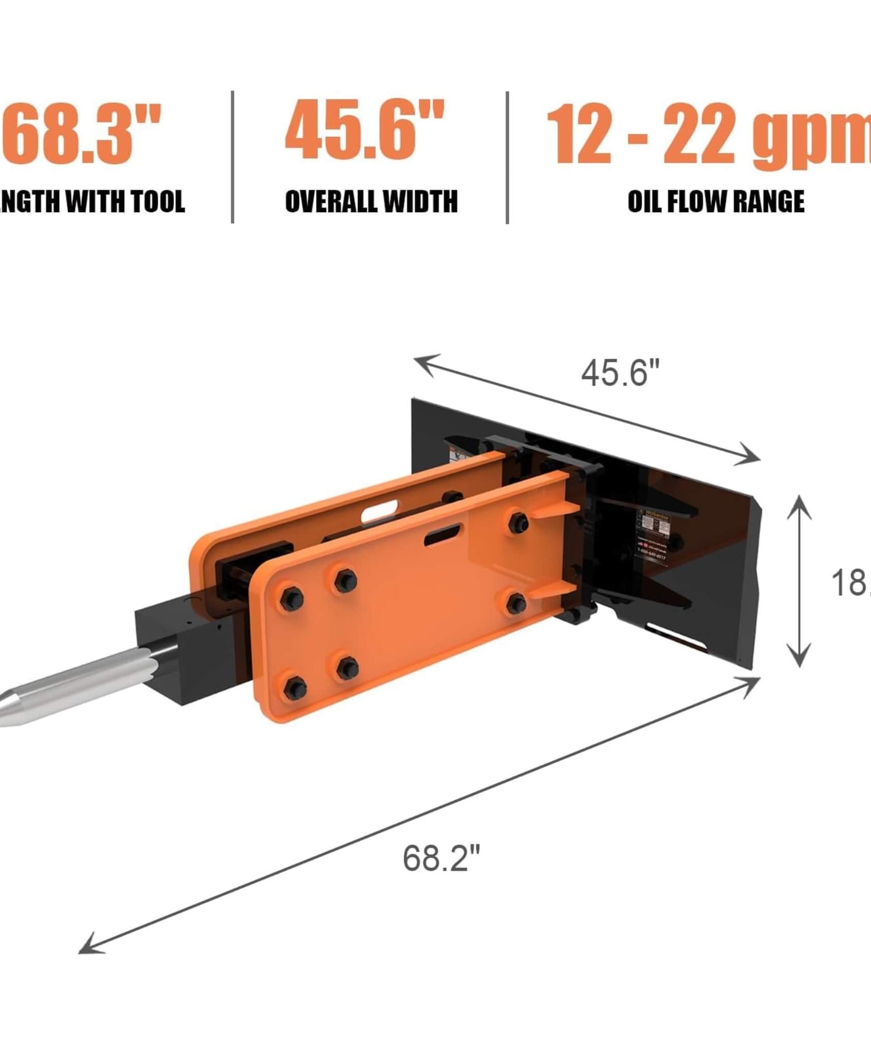Heavy-Duty Hydraulic Hammer Skid Steer Attachment (SAK39715)