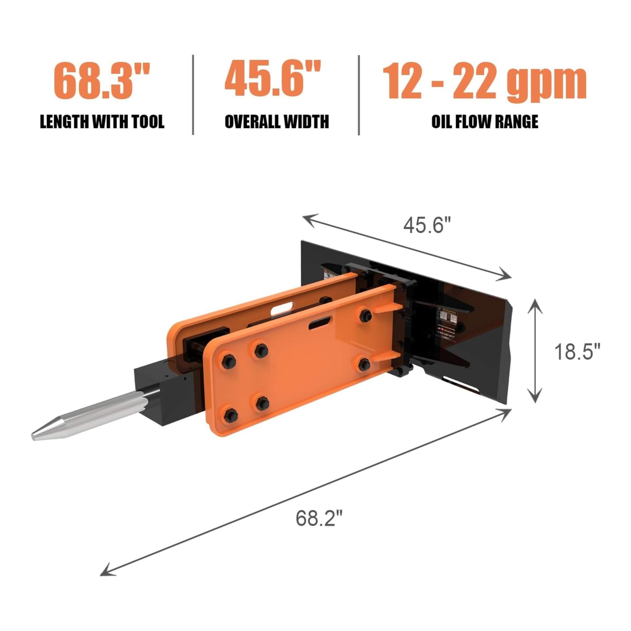 Heavy-Duty Hydraulic Hammer Skid Steer Attachment (SAK39715)