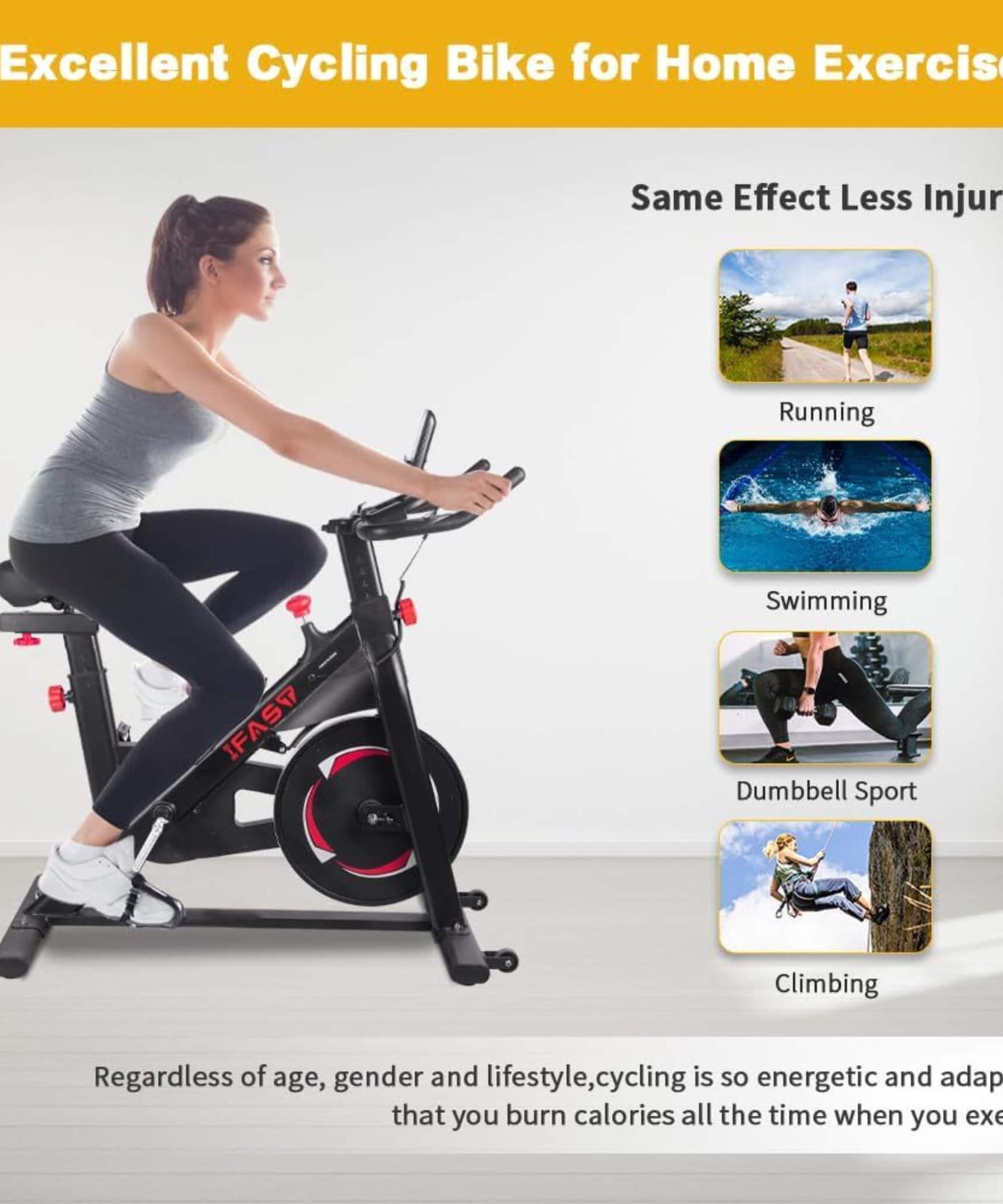 IFast Heavy-Duty Indoor Smart Stationary Fitness Cardio Training Spin Bike For Home Gyms (SAK65195)