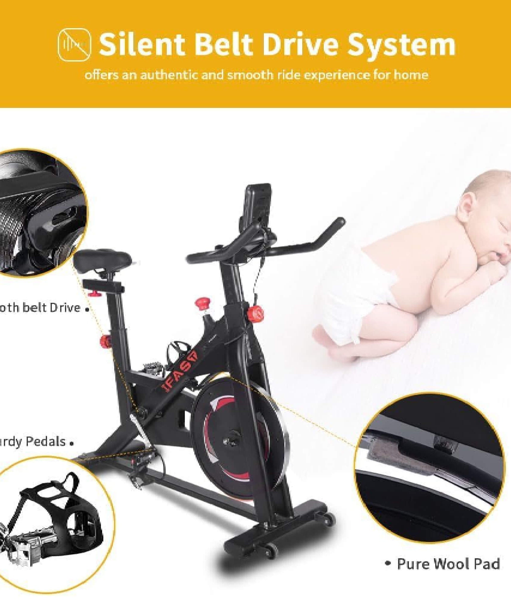 IFast Heavy-Duty Indoor Smart Stationary Fitness Cardio Training Spin Bike For Home Gyms (SAK65195)